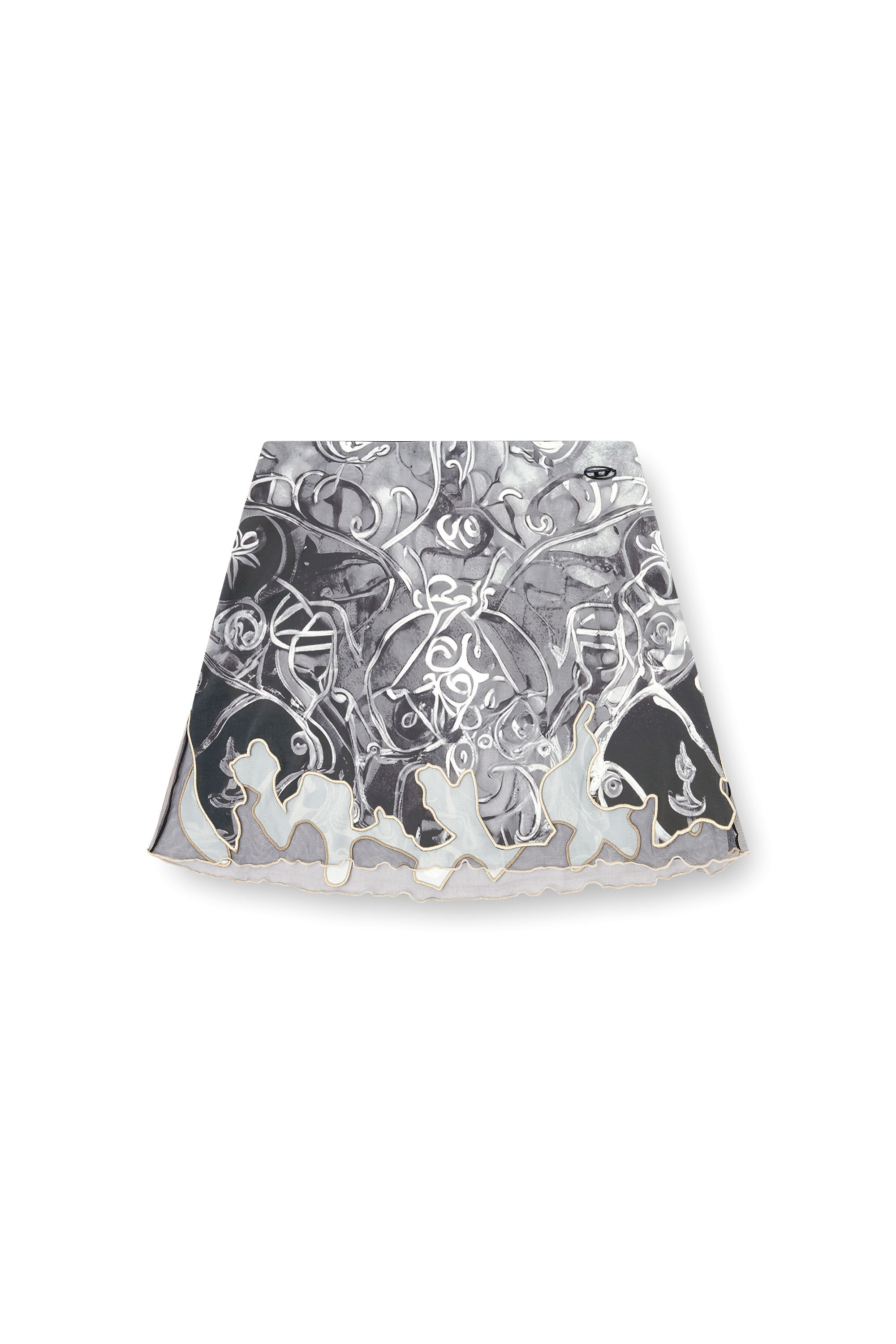 Diesel - O-LANE, Damen Minirock aus Nylon mit heraldischem Print in Grau - 2