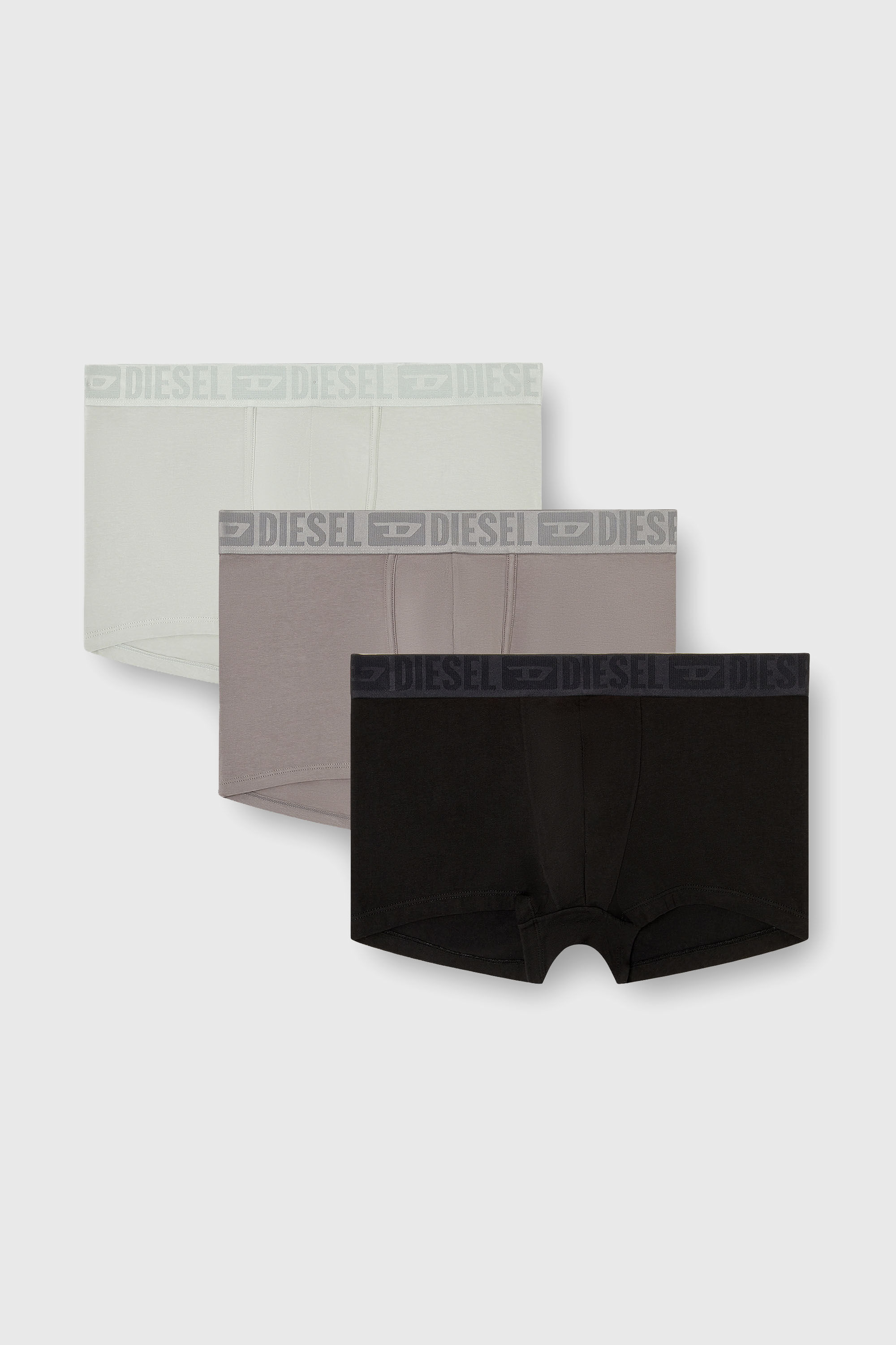 Diesel - MIKE-D-CORE-3PACK, Herren Boxershorts aus Baumwollstretch mit tonalem Bund im Dreierpack in Grau/Schwarz - 2
