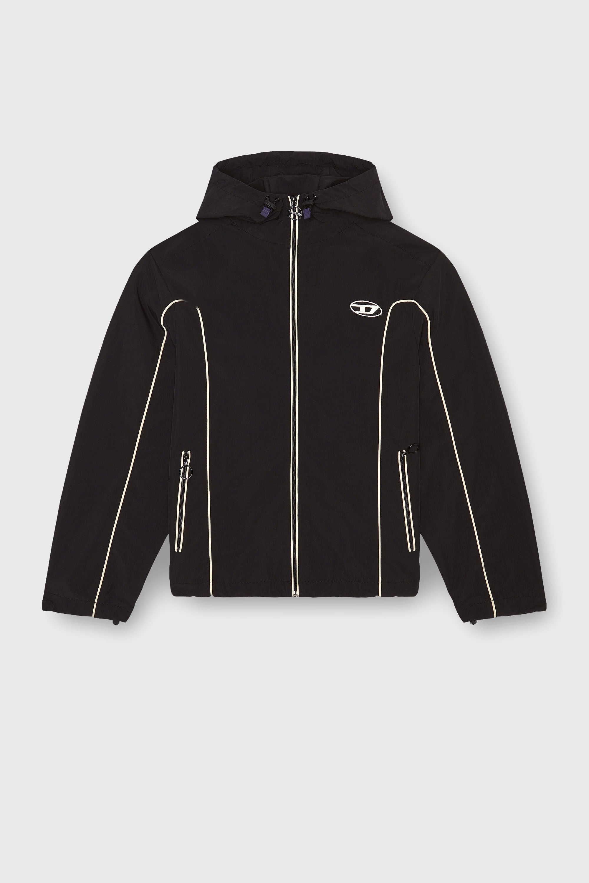 Diesel - J-HIVES, Man's Windbreaker with contrast piping in Black - 2