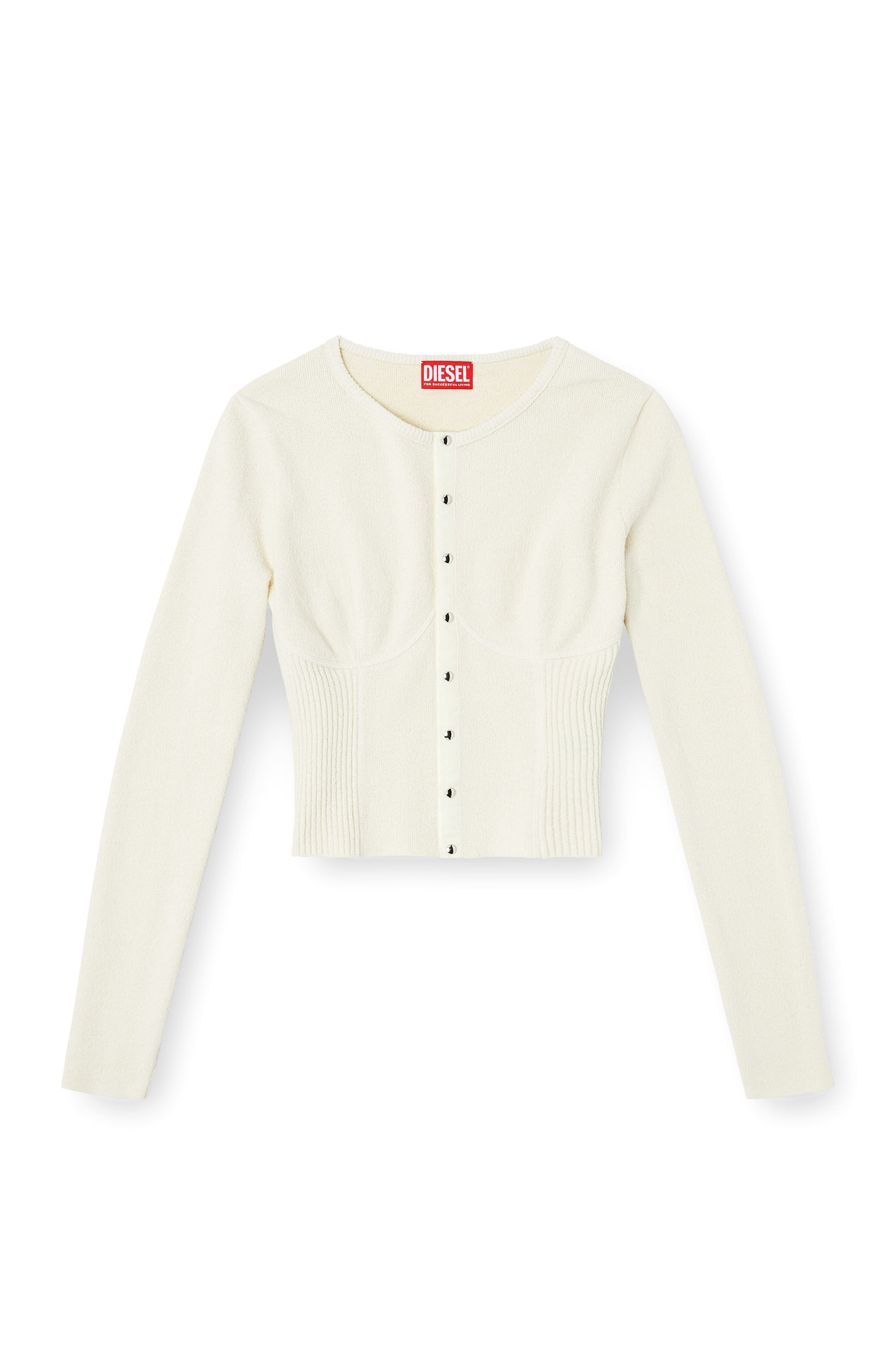 Diesel - M-LESTA, Damen Verkürzter Cardigan in Bustier-Optik in Weiß - 2