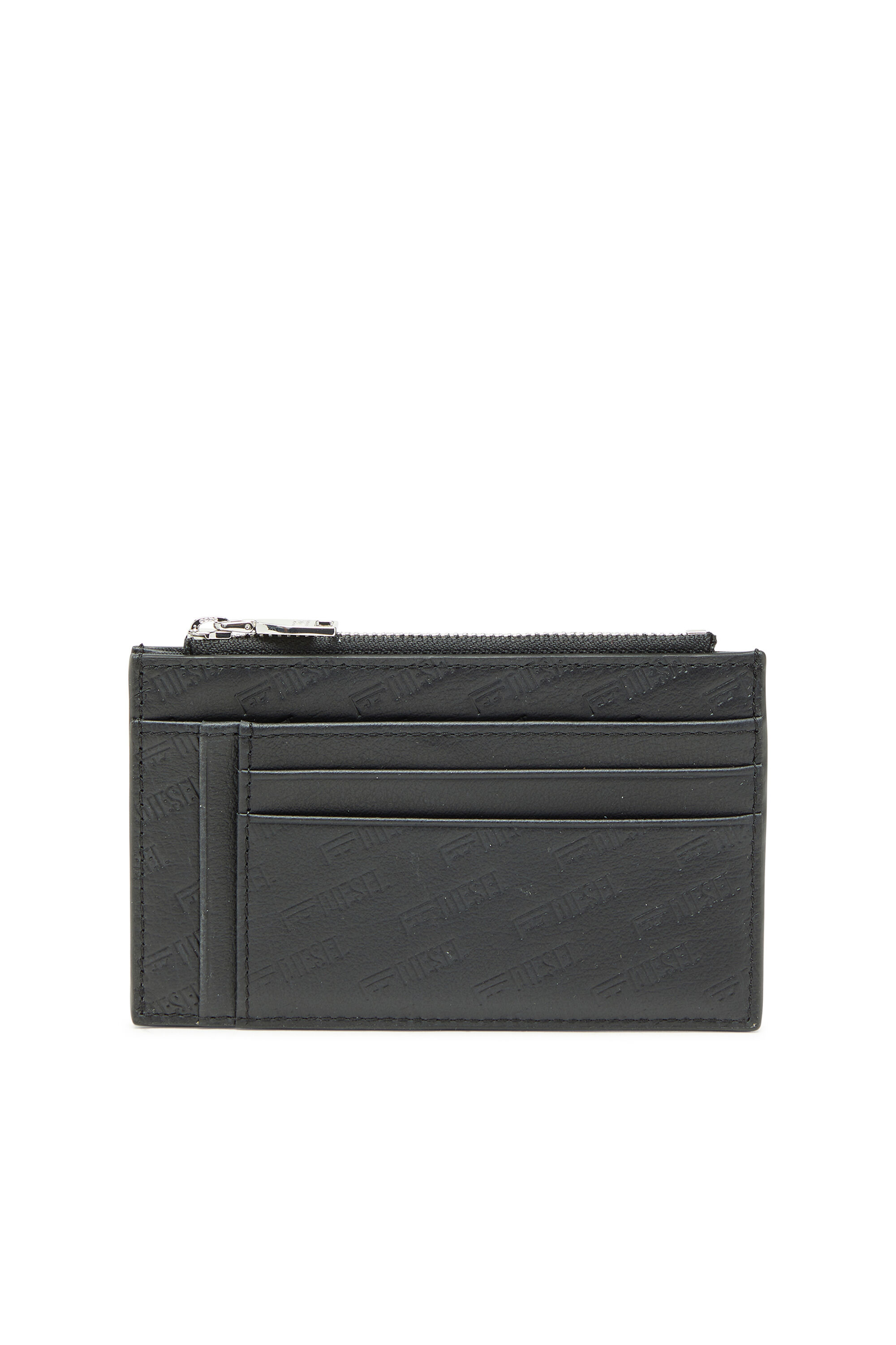 Diesel - MONOGRAM CARD CASE VI, Herren Gepr&auml;gter Kartenhalter aus Leder mit zip-fach in Schwarz - 1