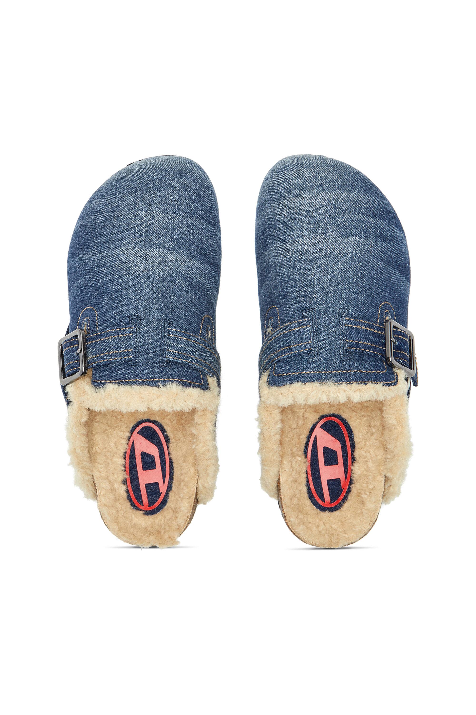 Diesel - D-WOODSTOCK X, Herren D-Woodstock-Pantoletten aus Denim mit flauschigem Futter in Blau - 4