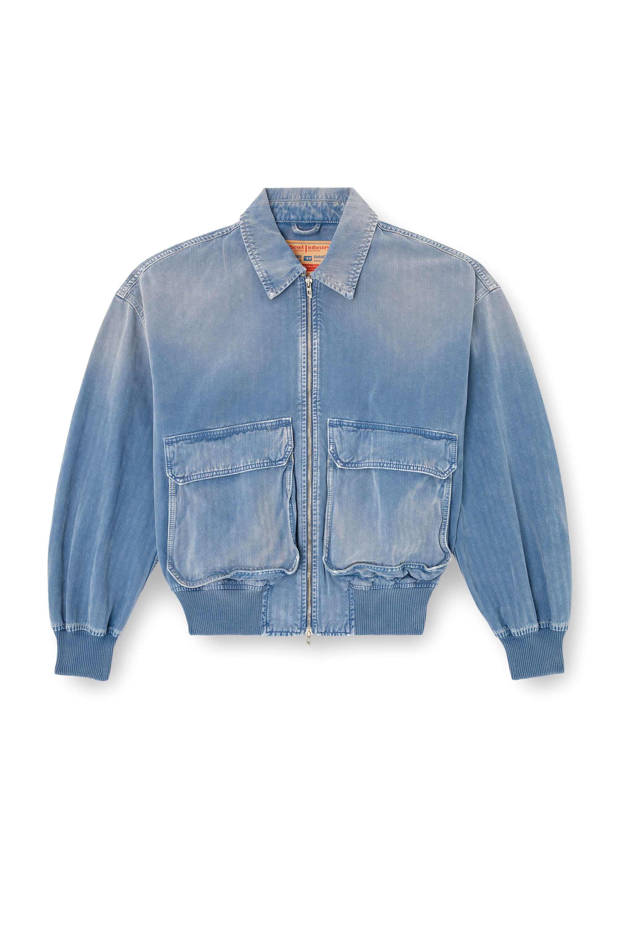 Diesel - D-KURZ, Unisex Jacke aus farbigem Fischgräten-Denim in Hellblau - 2