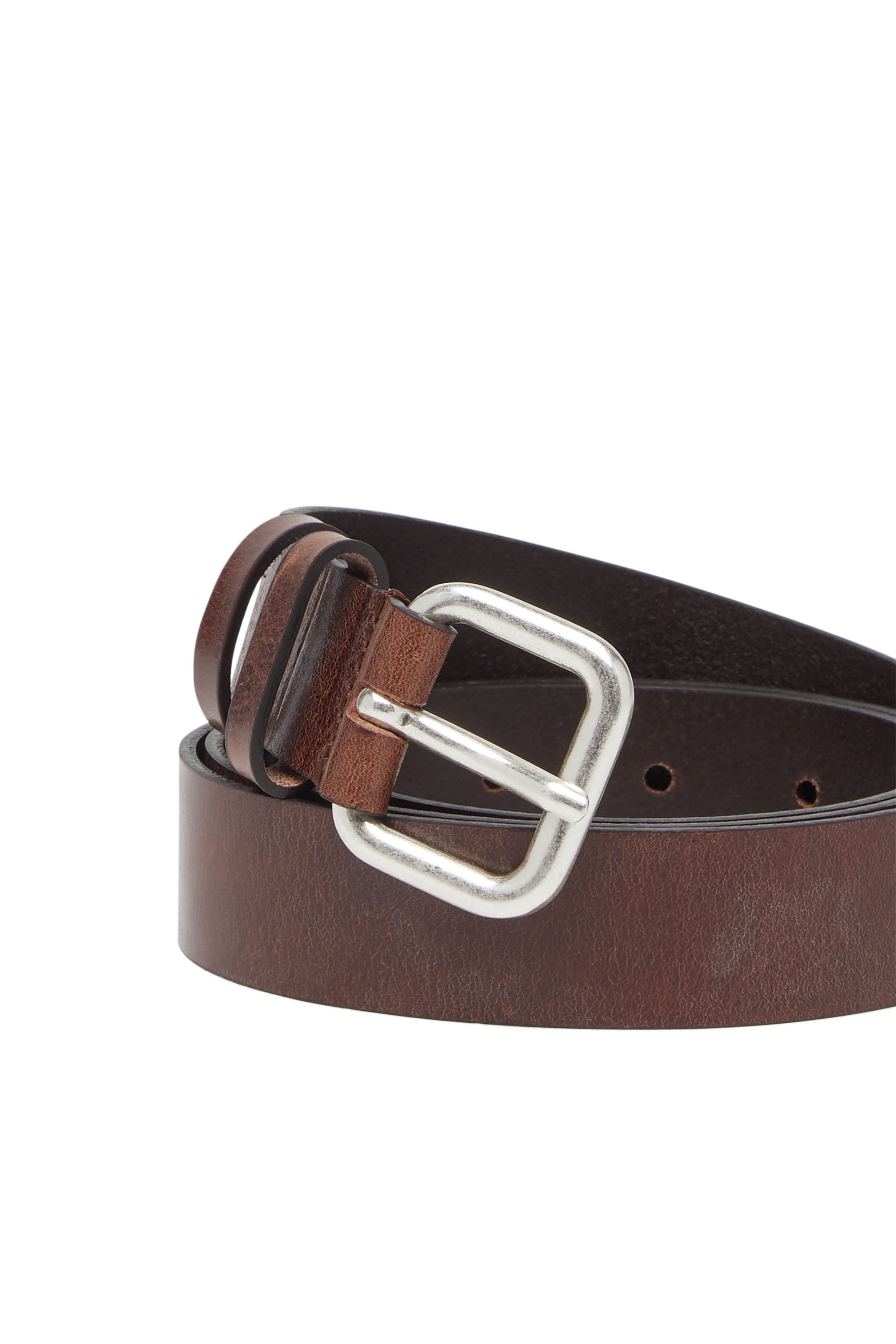 Diesel - B-INLAY, Unisex 2.9cm Gürtel aus Leder mit oval D-Logo in Braun - 3