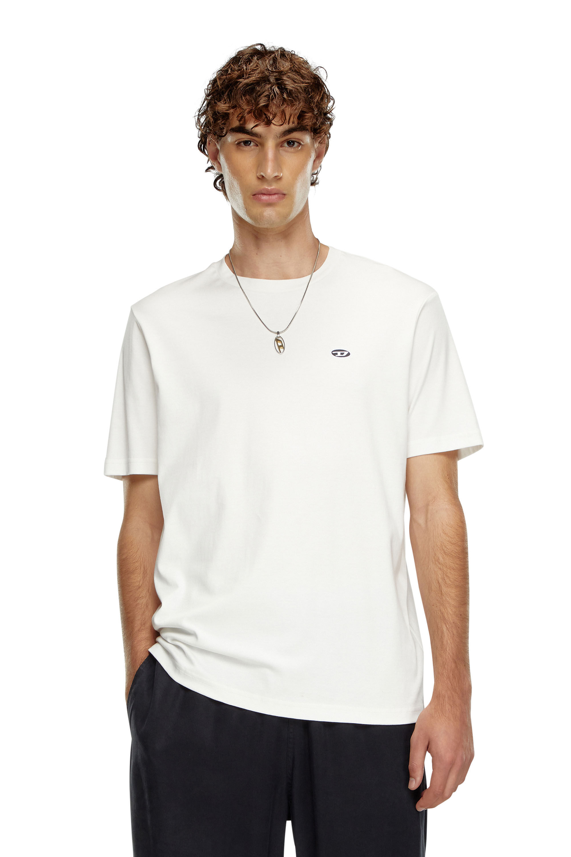 Diesel - T-JUST-DOVAL-PJ, Herren T-Shirt mit oval D-Patch in Weiß - 3
