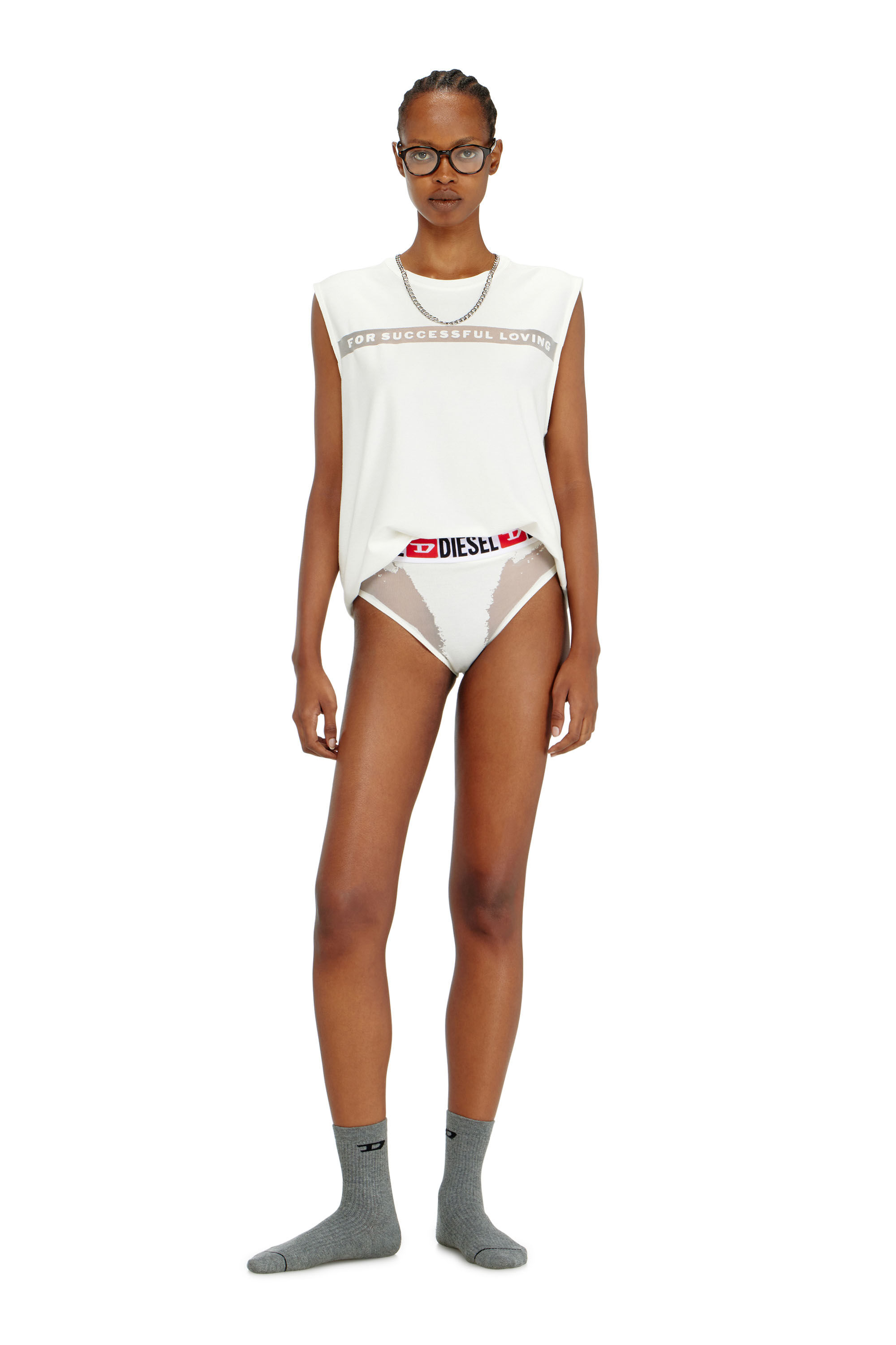 Diesel - PR-SAM-D-CORE, Damen Slips mit transparentem Devor&eacute;-Effekt in Wei&szlig; - 1