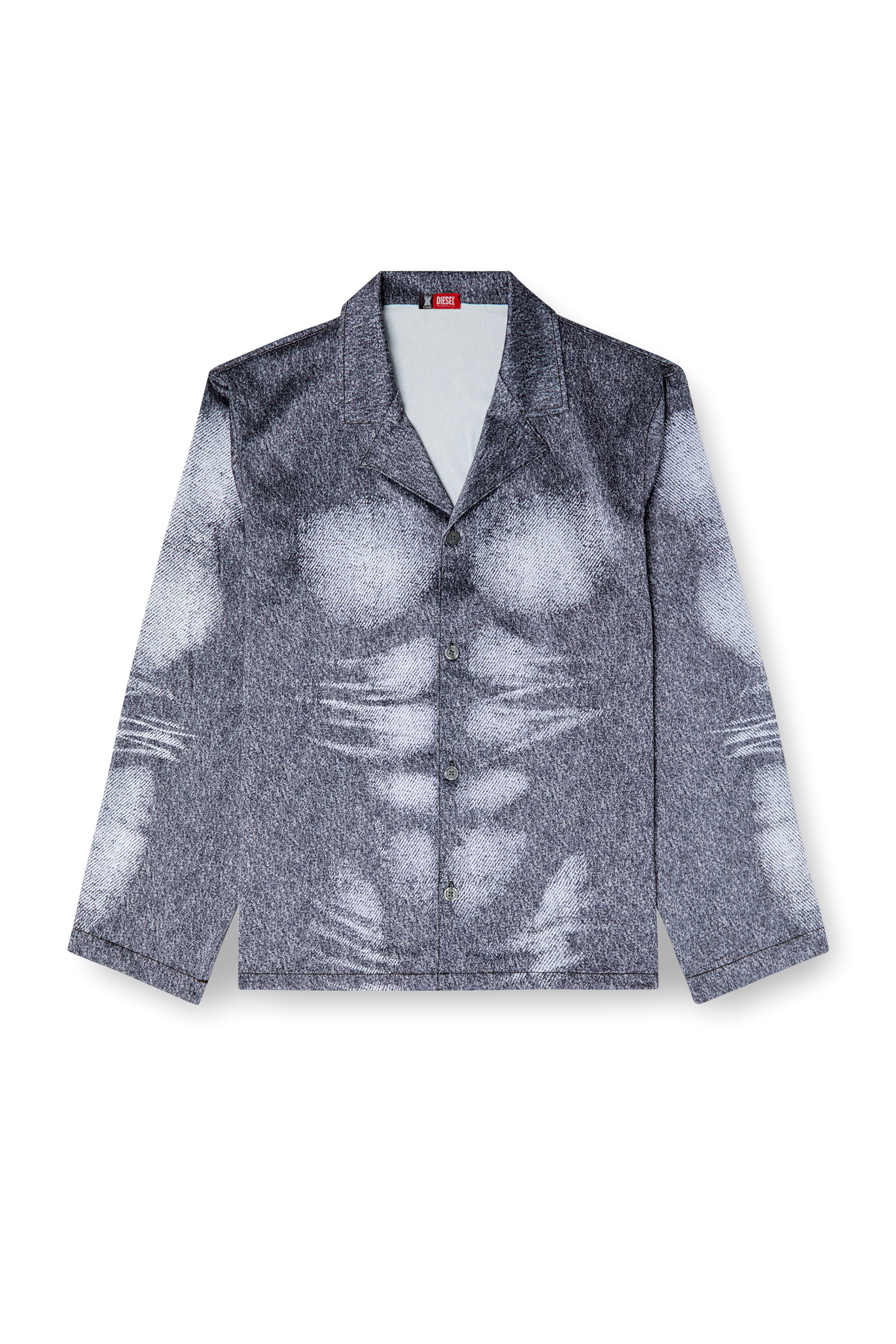 Diesel - STAINS-AND-TROMPE-SLEEP-TOP, Herren Satin-Schlafshirt im Denim-Look in Grau - 2