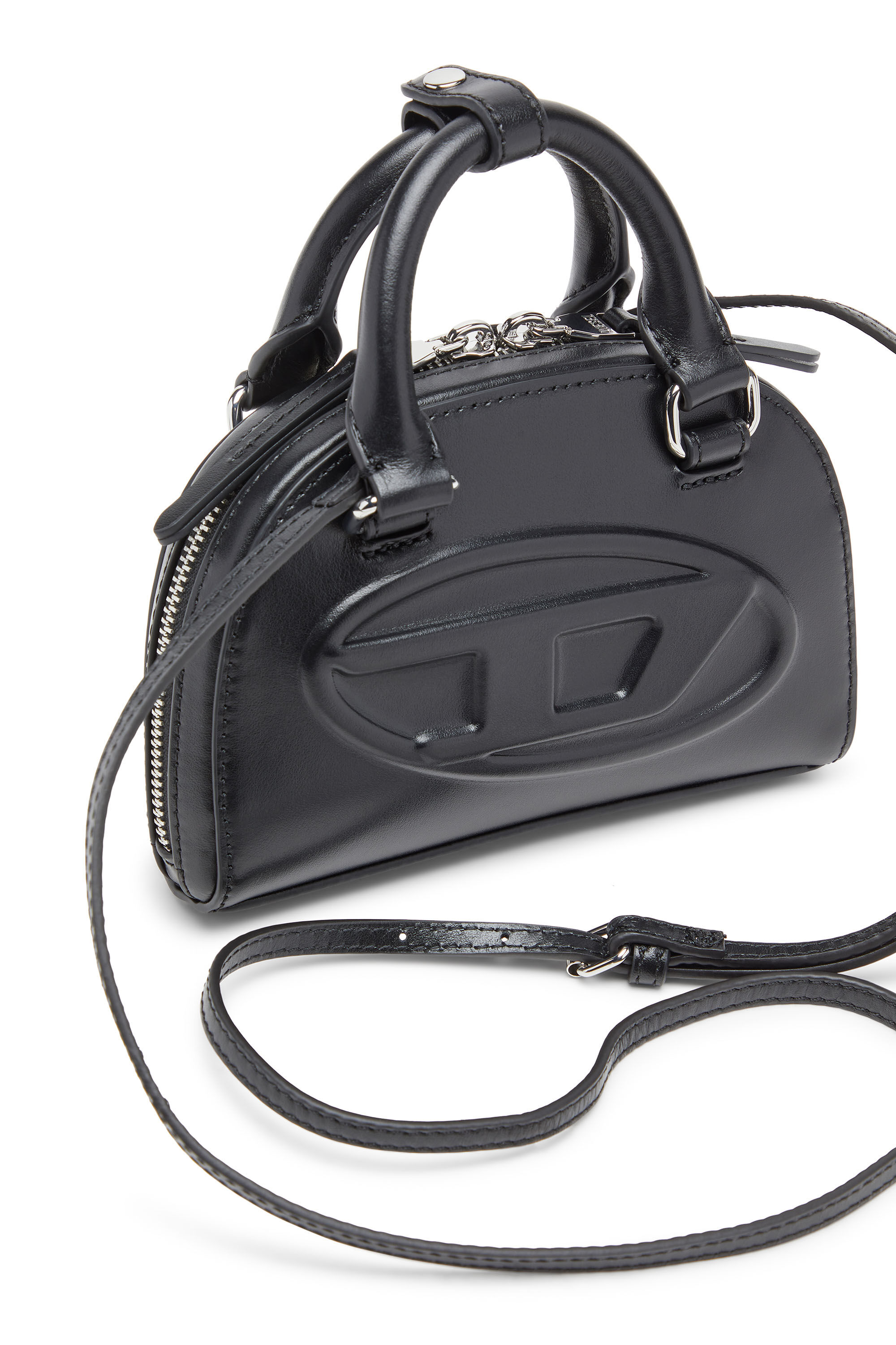 Diesel - 1DR DOME CROSSBODY XS, Damen 1DR Dome-Mini-Umhängetasche aus Nappaleder in Schwarz - 5