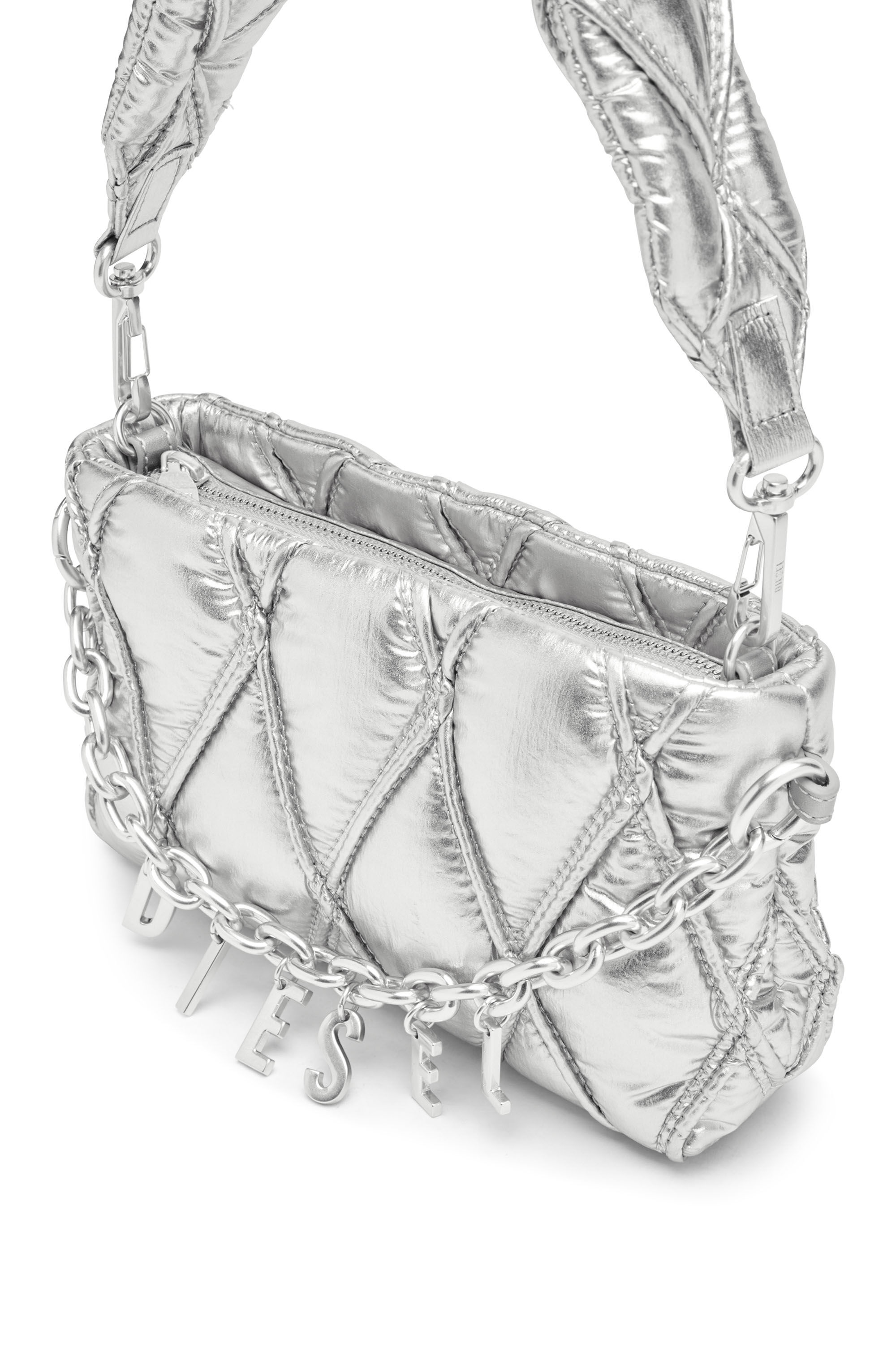 Diesel - CHARM-D POUCH, Damen Portemonnaie-Tasche aus gestepptem Metallic-Nylon in null - 5
