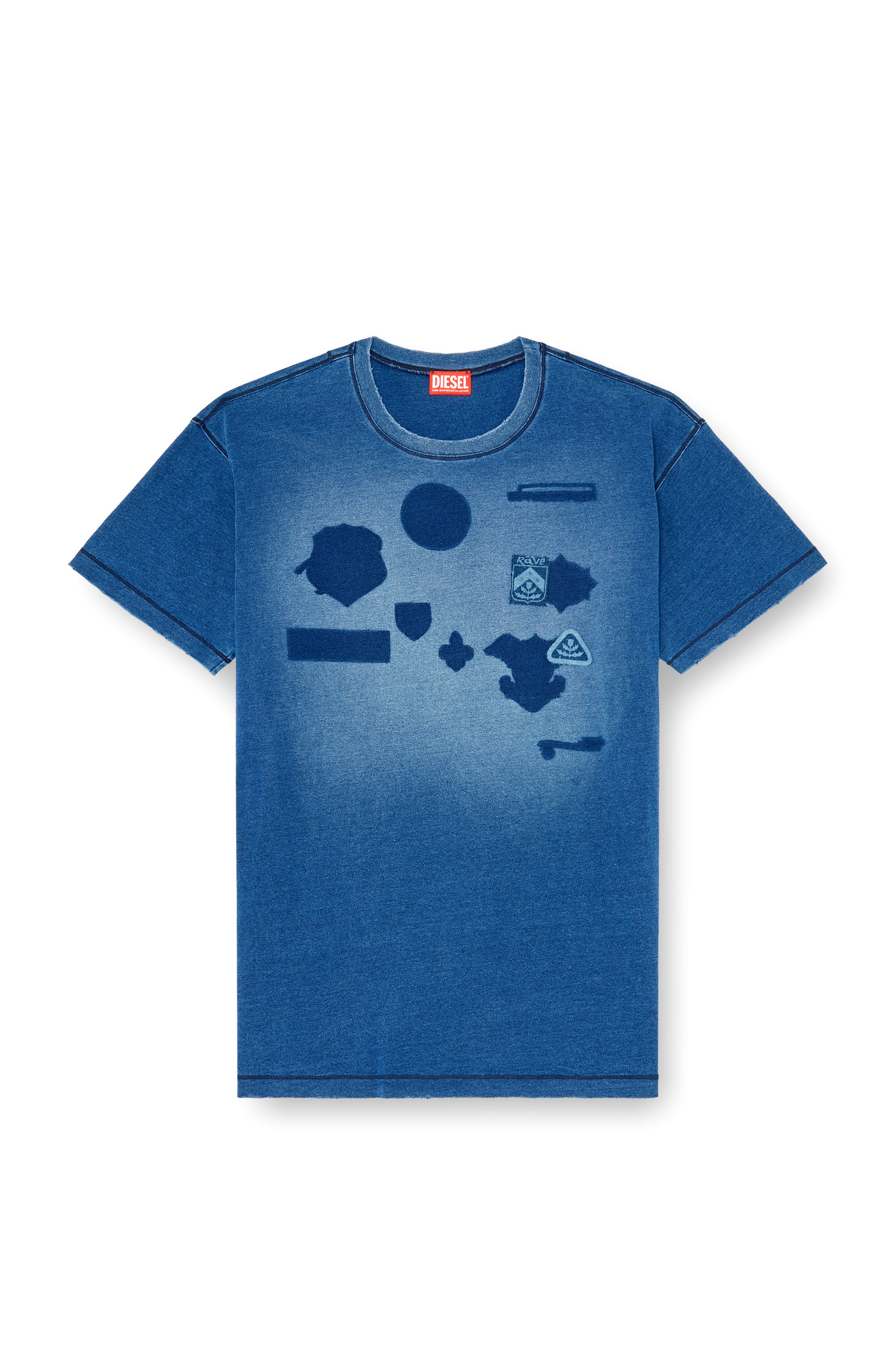 Diesel - T-NOX, Herren T-shirt mit patches mit schatteneffekt in null - 2
