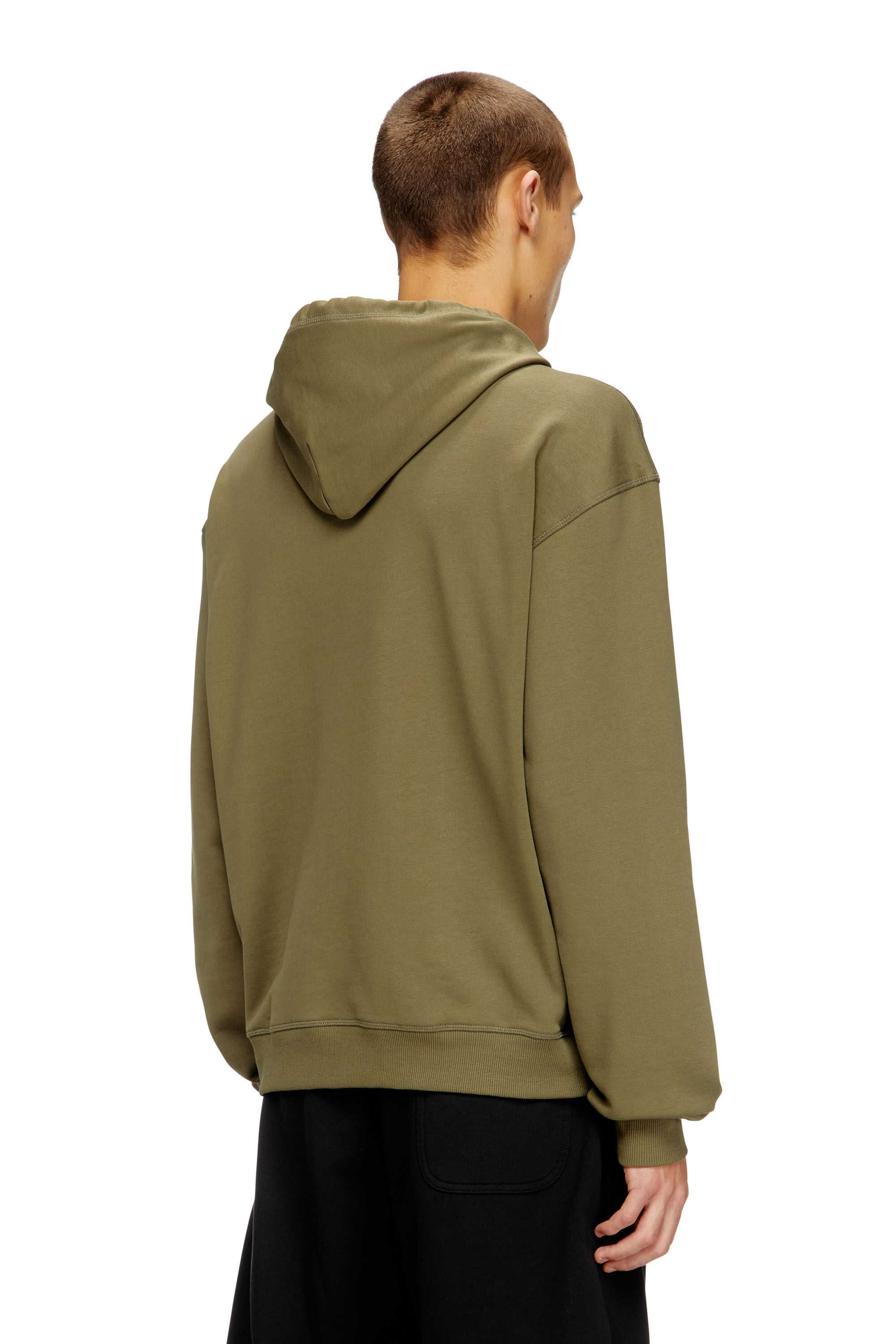 Diesel - S-NORM-HOOD-IOD, Herren Baumwoll-Hoodie mit metallischem Oval D in Armeegrün - 4