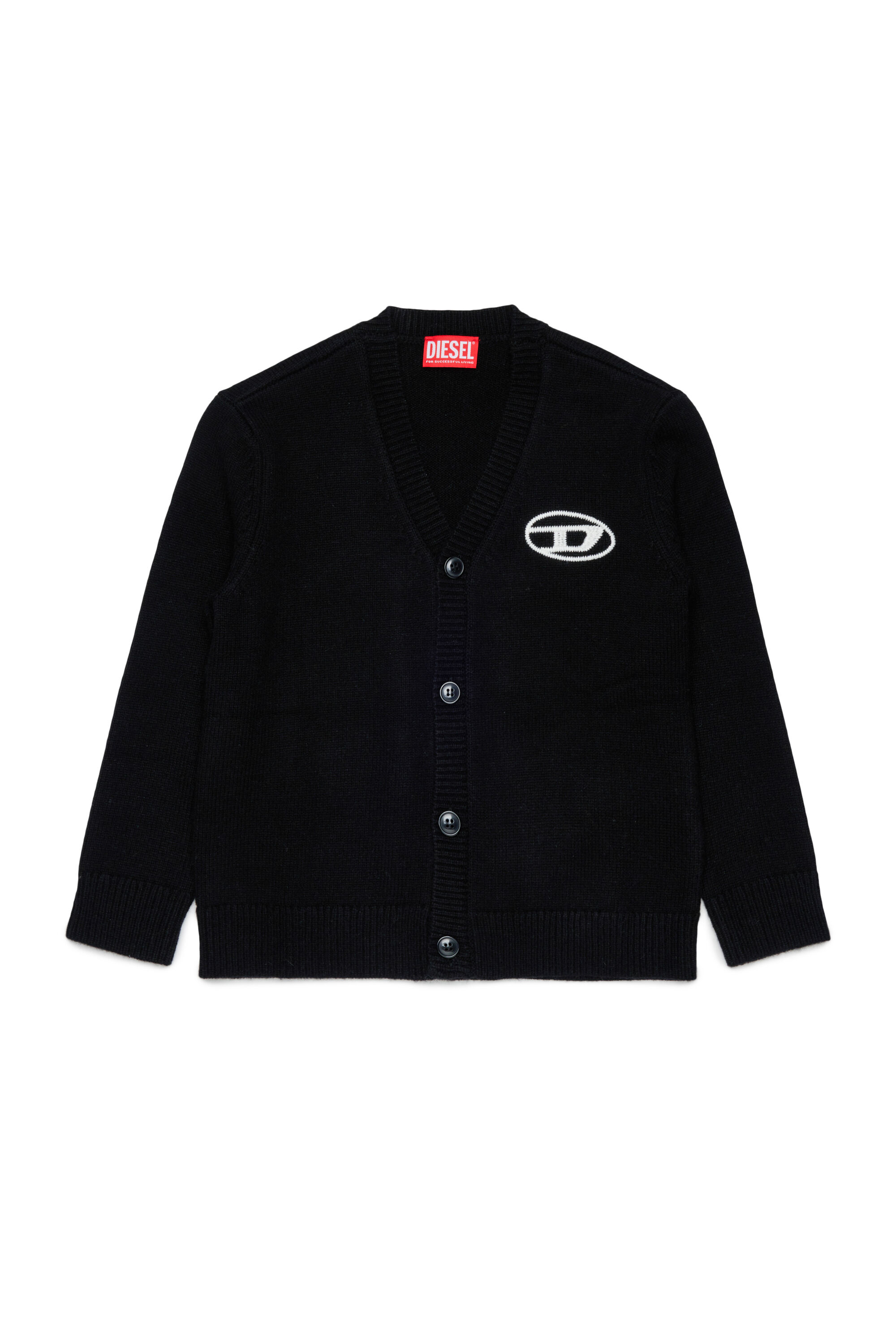 Diesel - KLABO CARDIGAN OVER, Man's Cashmere-enriched cardigan with Oval D logo in Black - 1