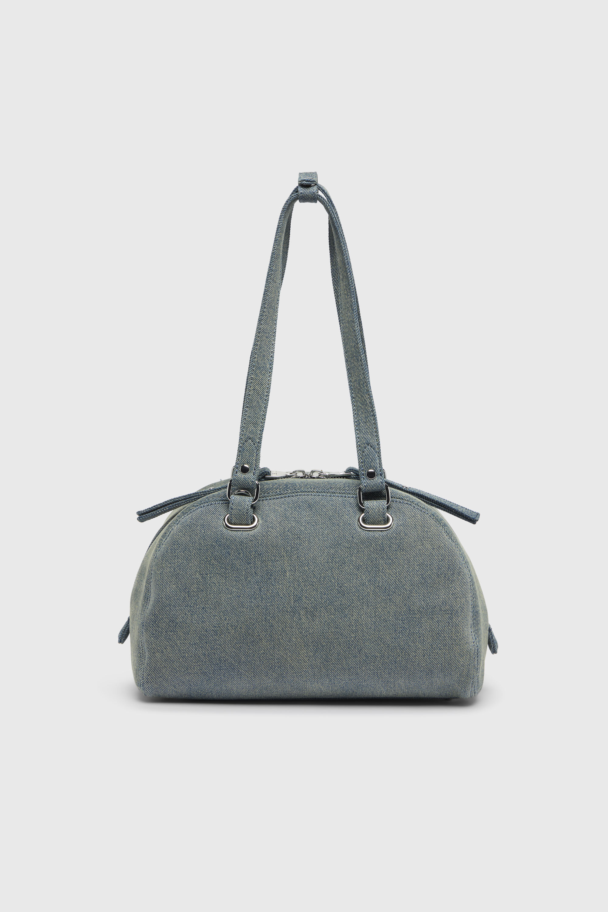Diesel - 1DR DOME SOFT SHOULDER, Unisex 1DR Dome-Schultertasche aus Denim mit Oval D Logo in Hellblau - 3