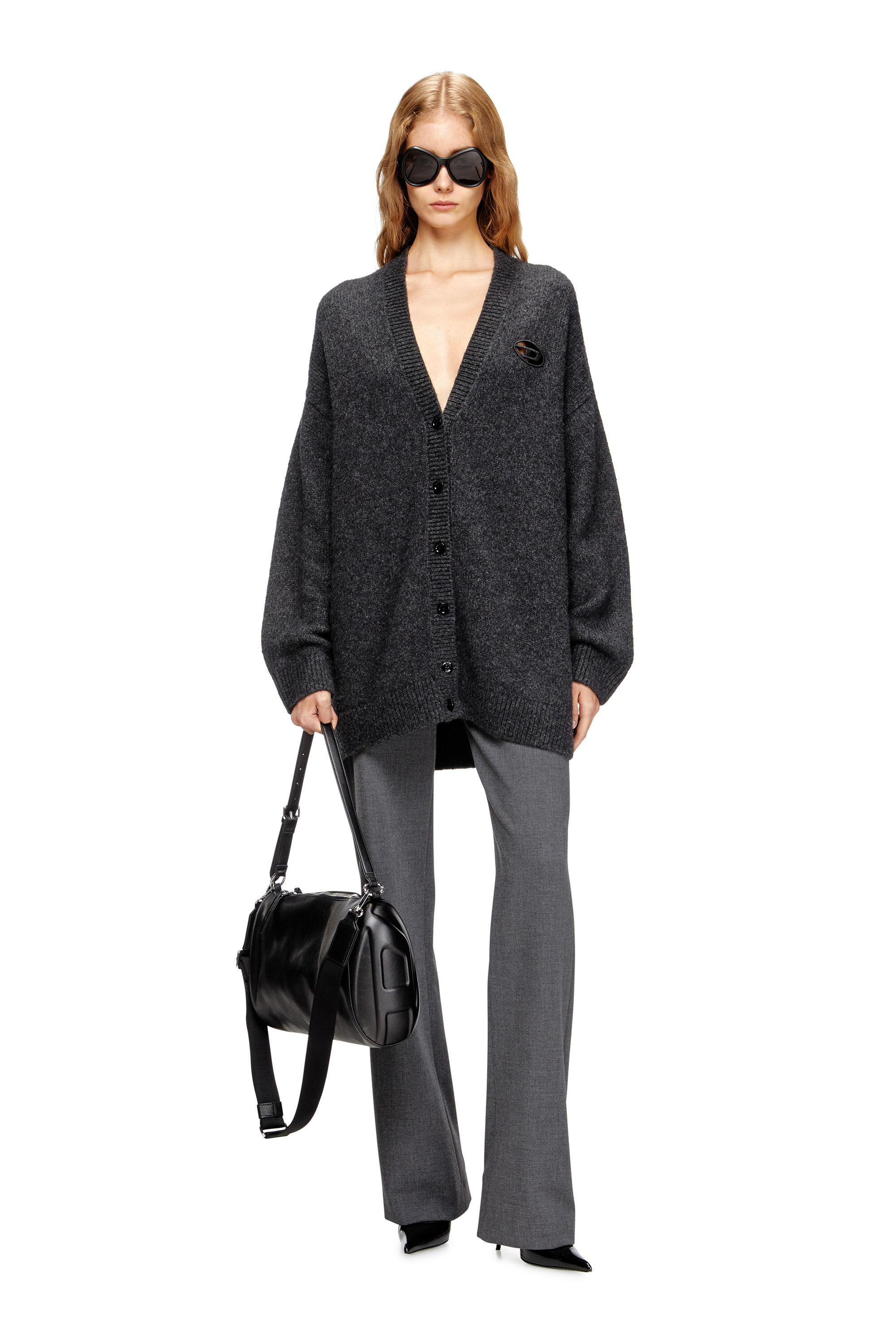 Diesel - M-AREELA, Damen Cardigan aus Woll- und Alpakamischung in Schwarz/Grau - 1