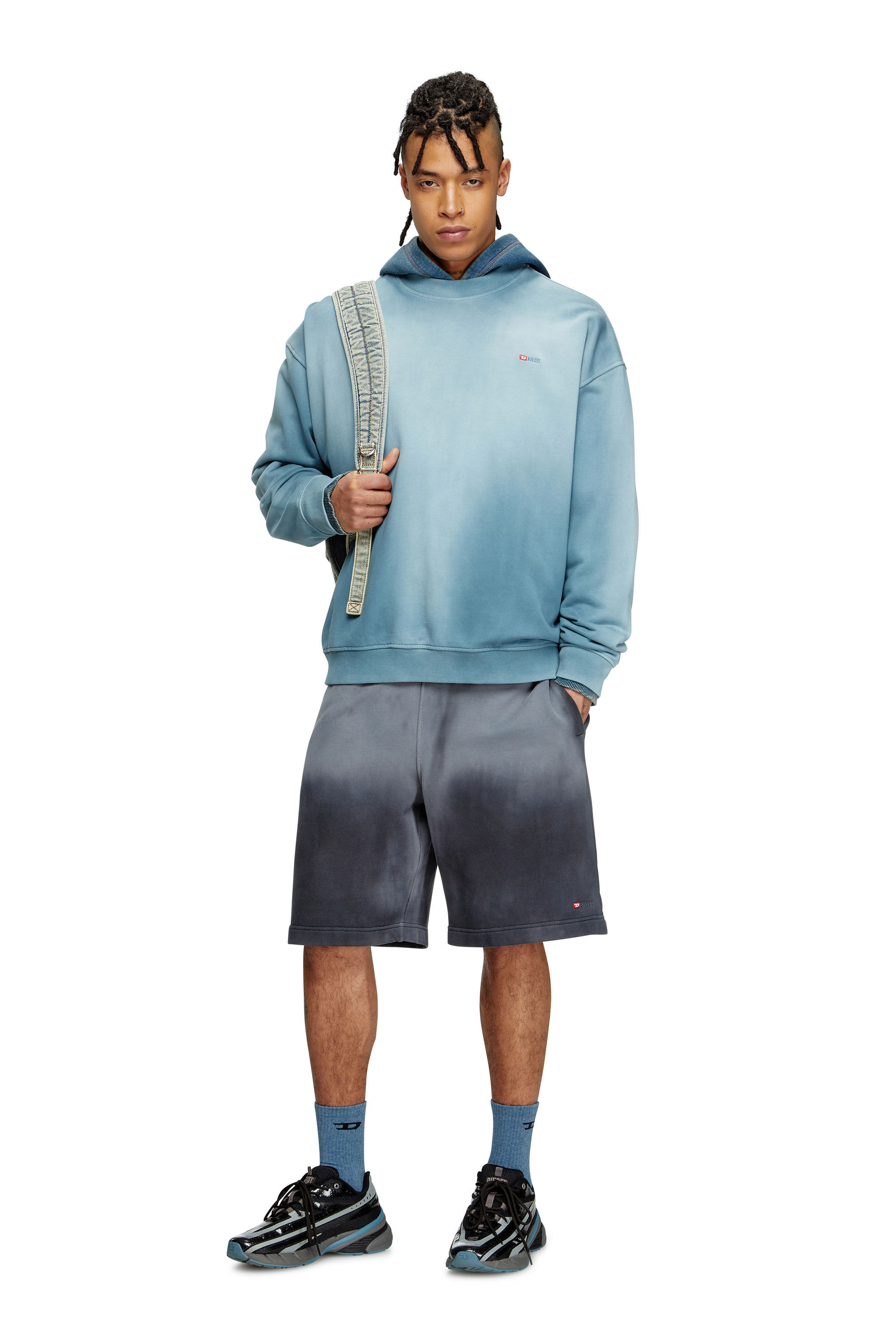Diesel - S-BOXT-R4, Herren Verblasstes Sweatshirt mit Mikro-Logo-Stickerei in Blau - 1