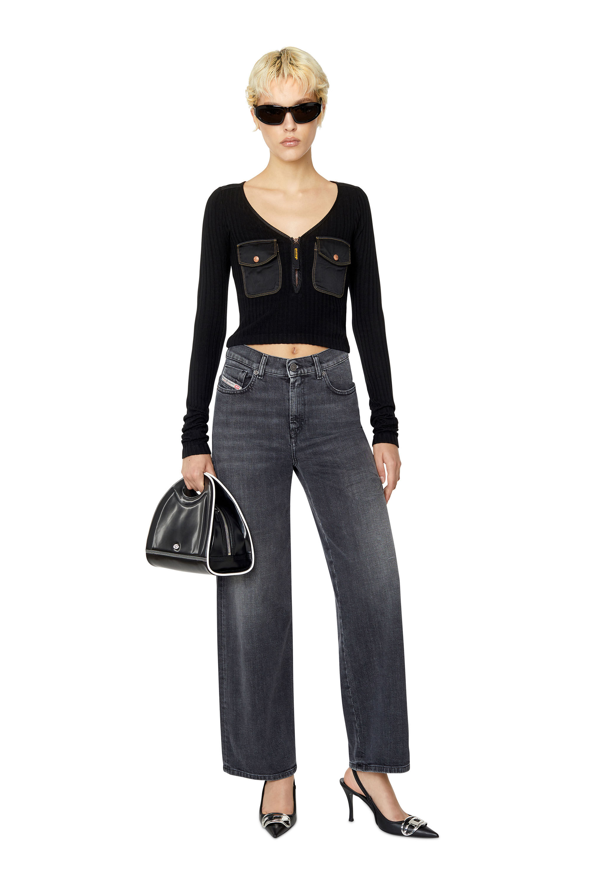 Diesel - 2000 Widee 09E35 Bootcut and Flare Jeans, Schwarz/Dunkelgrau - Image 1
