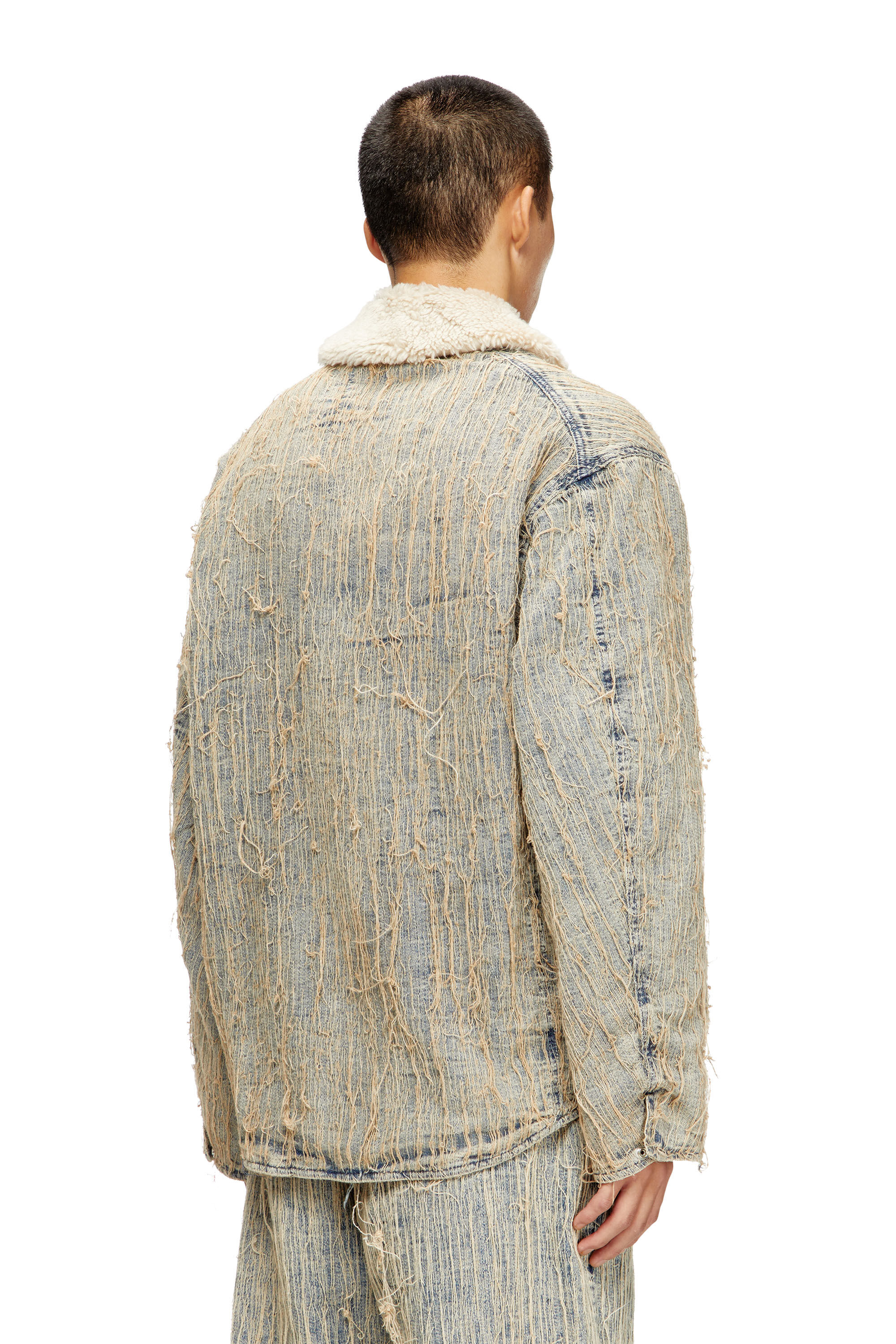 Diesel - D-IVAR-S, Herren Jacke aus Jacquard-Denim mit schwebenden Fäden in Hellblau - 4