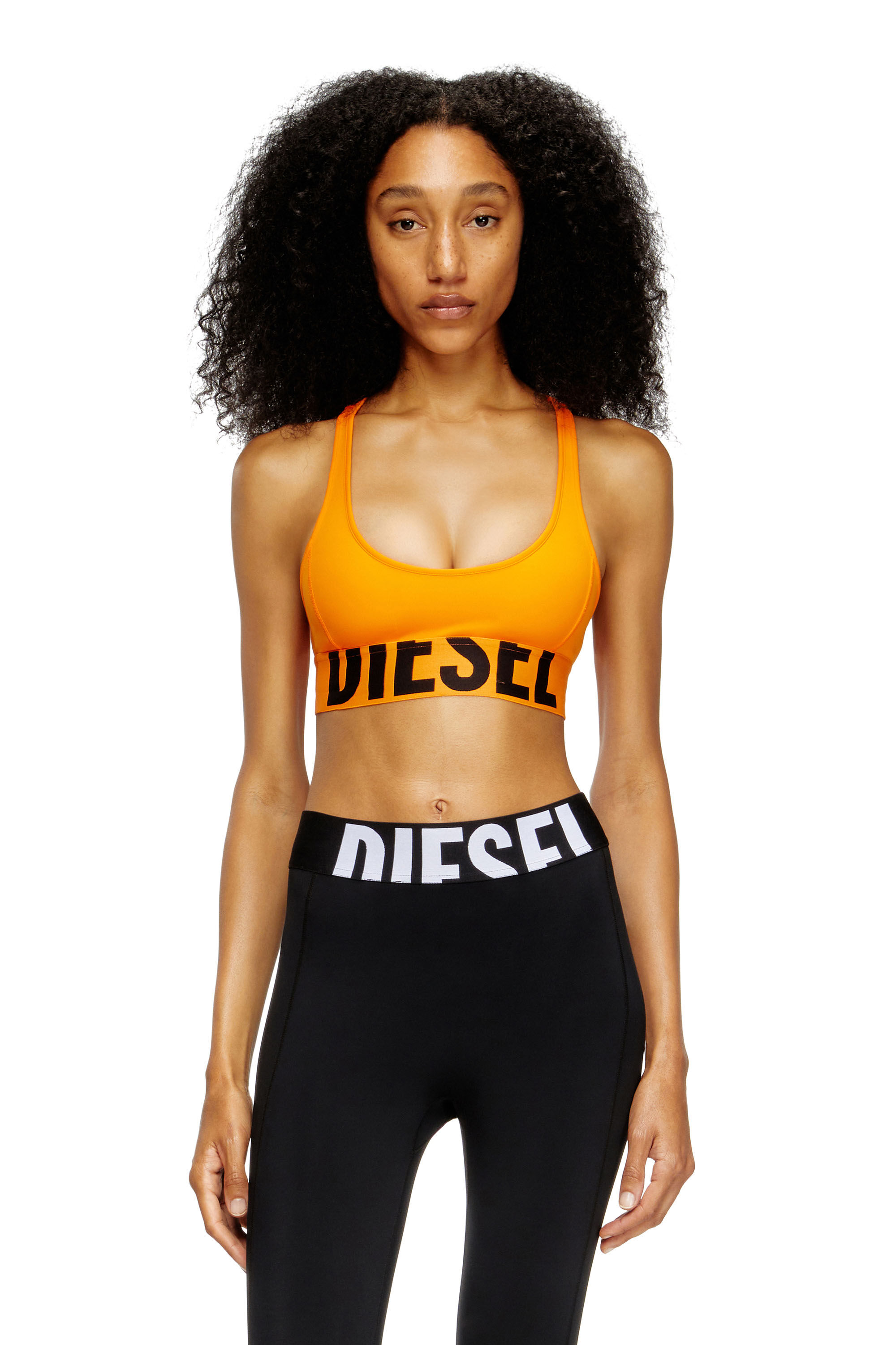 Diesel - ALLISON-D-POP, Damen Sport-BH aus Mikrofaser mit Cut-off-Logo in Orange - 3