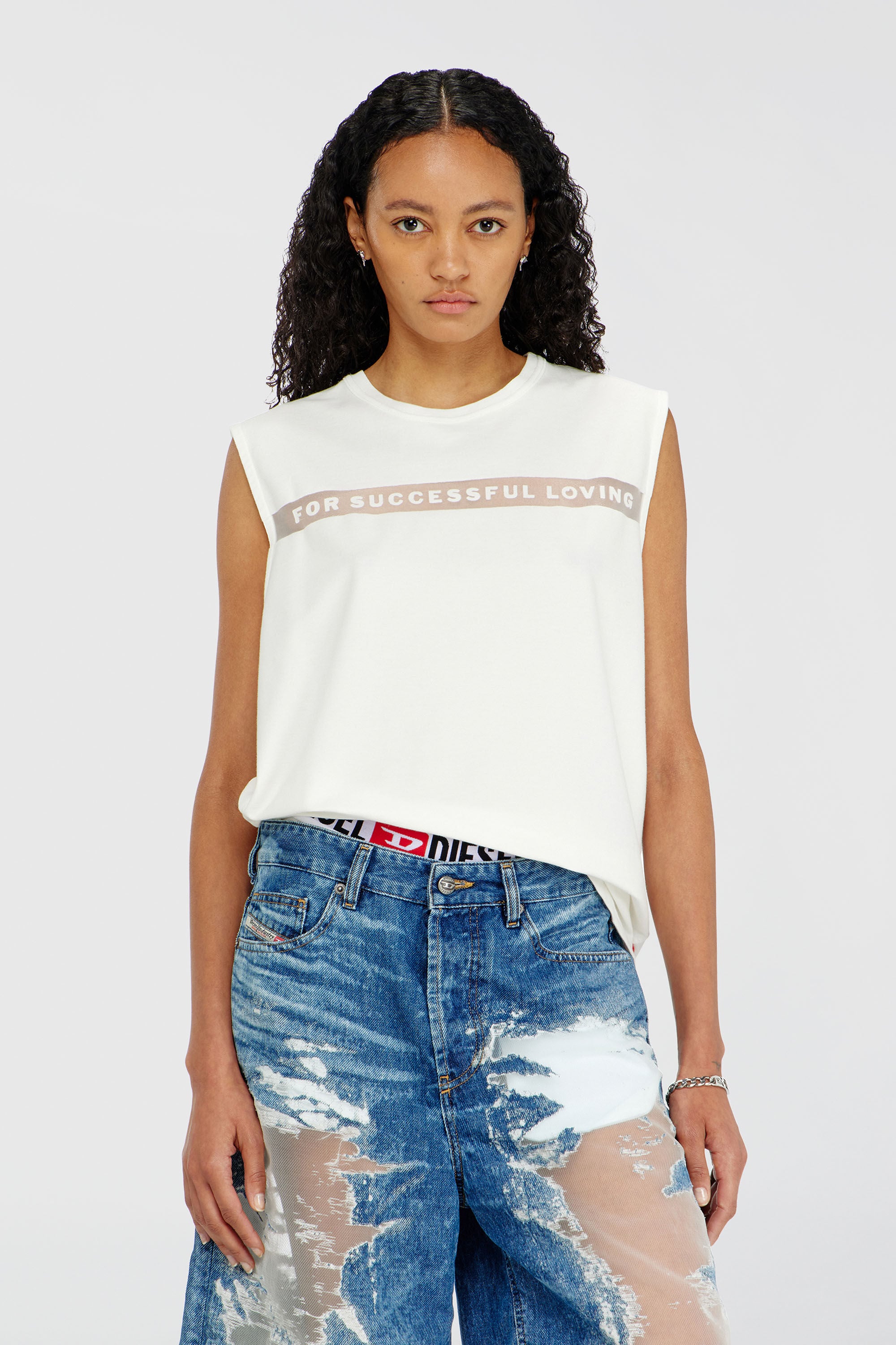 Diesel - PR-T-NORM-BISC-MATI-R, Unisex Tanktop mit For Successful Loving Logo in Wei&szlig; - 5