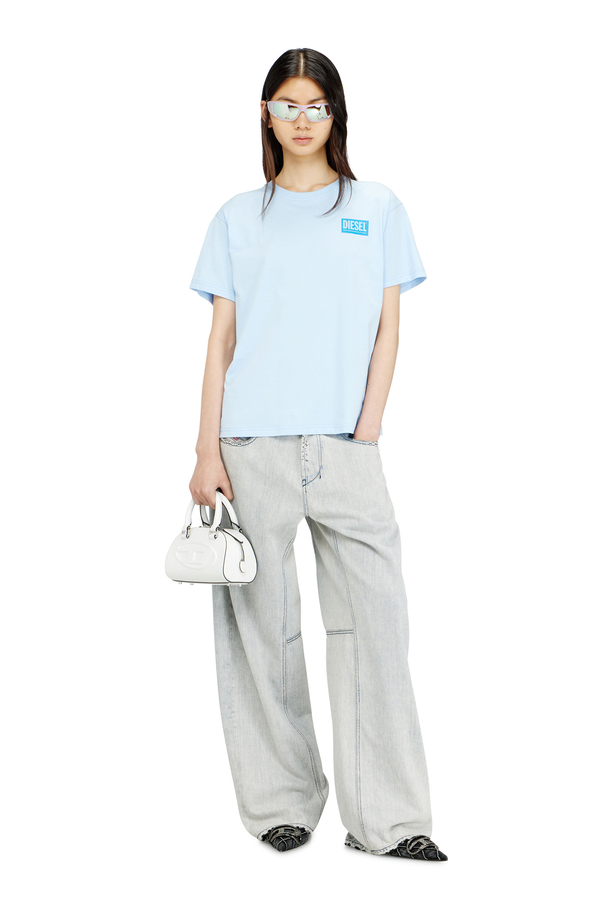 Diesel - T-NORMY-S6, Damen T-Shirt aus Bio-Baumwoll-Jersey mit Rundhalsausschnitt und Logoprint in null - 1