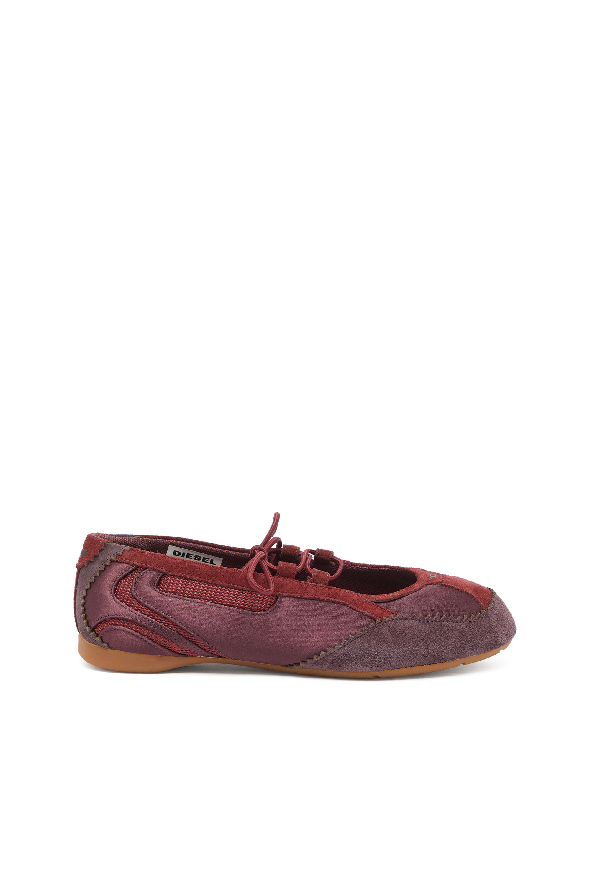 Diesel - D-MILE BALLERINA LACE UP II W, Damen D-Mile &ndash; Ballerinaschn&uuml;rschuhe aus Leder und Mesh in Burgunderrot - 1