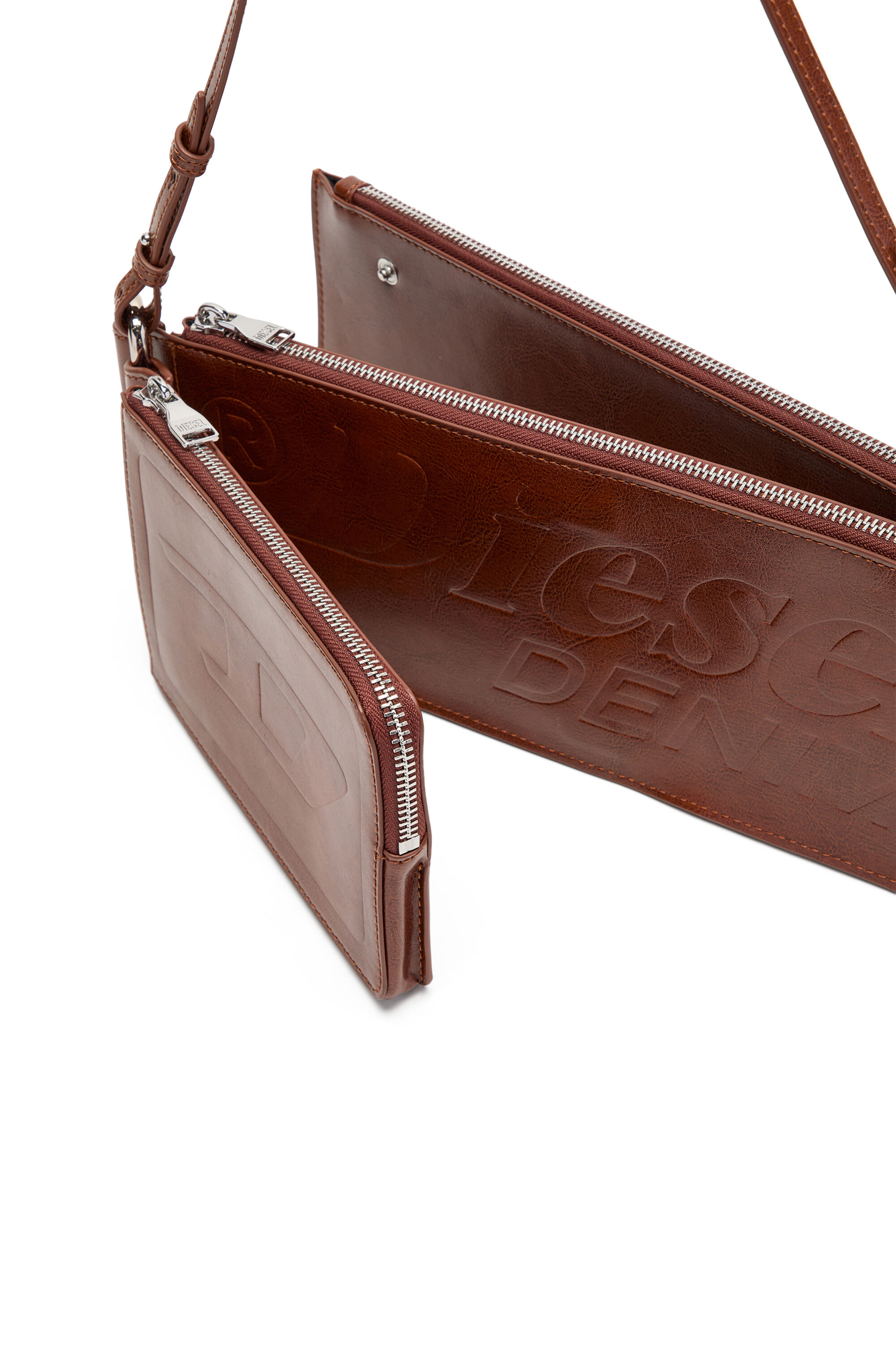 Diesel - FLAG-D SHOULDER BAG X, Unisex Flag-D-Modular Schultertasche mit gepr&auml;gtem Logo in Braun - 5