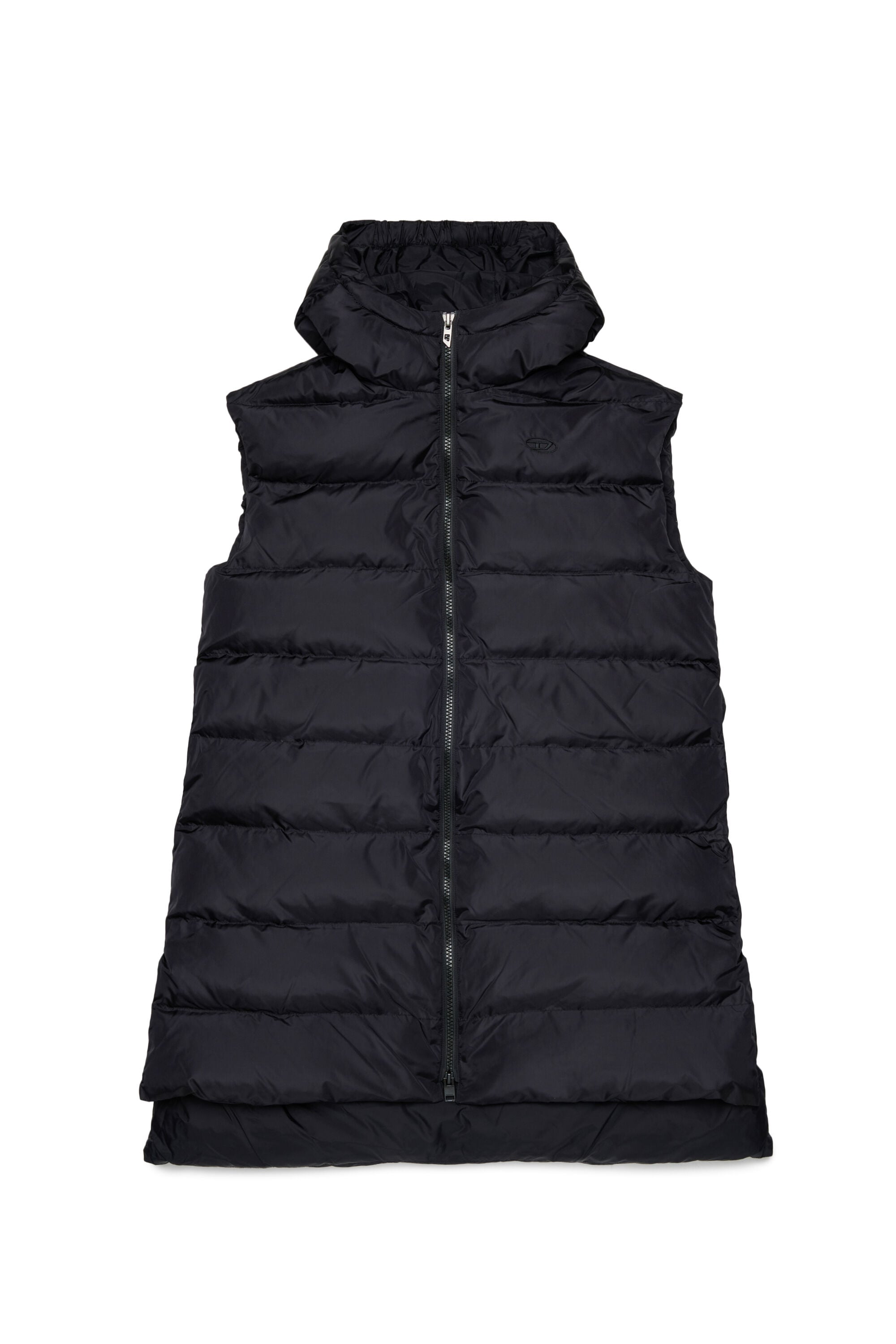 Diesel - JFENNY, Woman's Longline hooded puffer vest in Black - 1