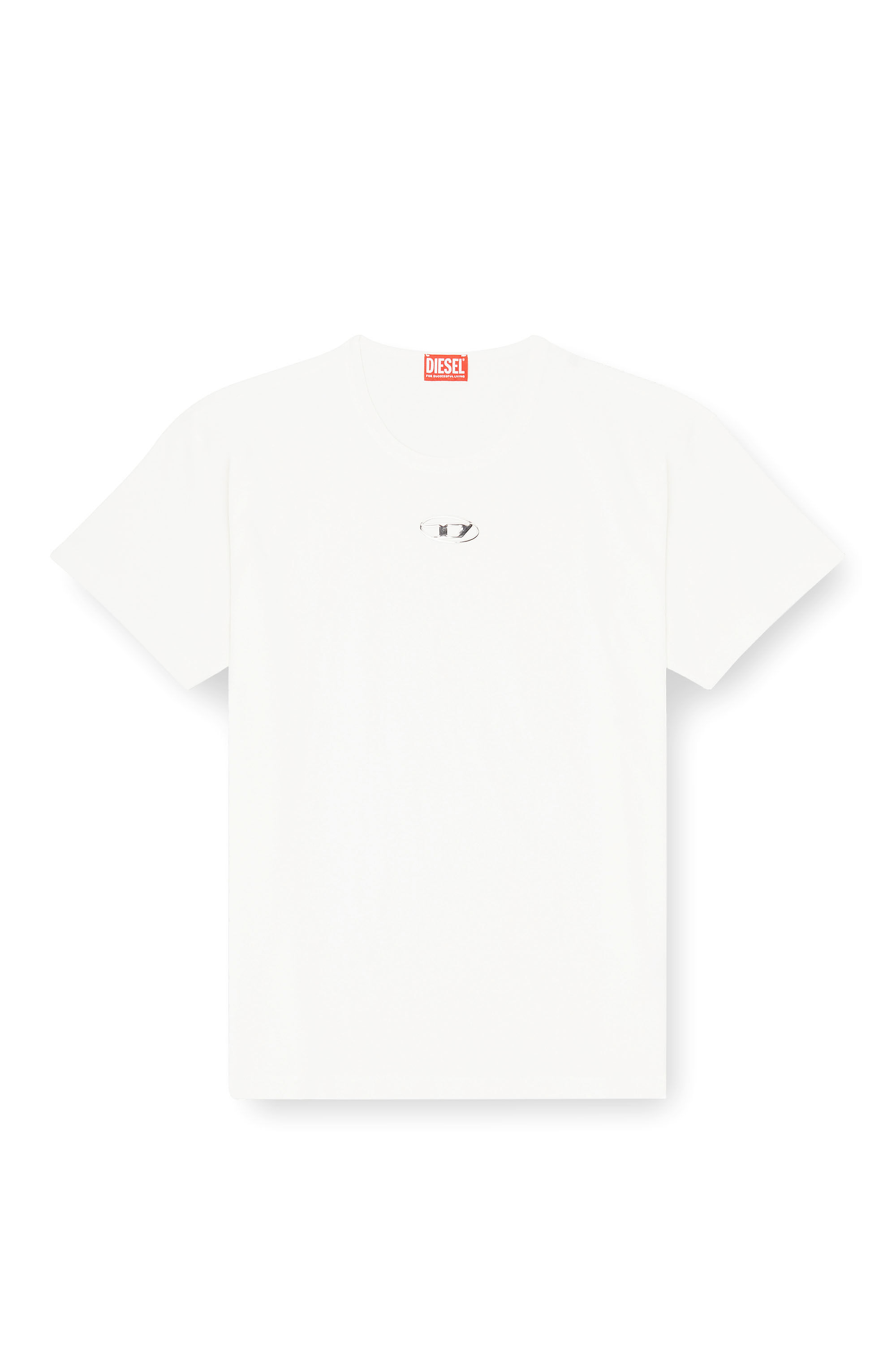 Diesel - T-NORM-IOD, Herren Leichtes Baumwoll-T-Shirt mit metallischem ovalem D-Logo in Wei&szlig; - 2