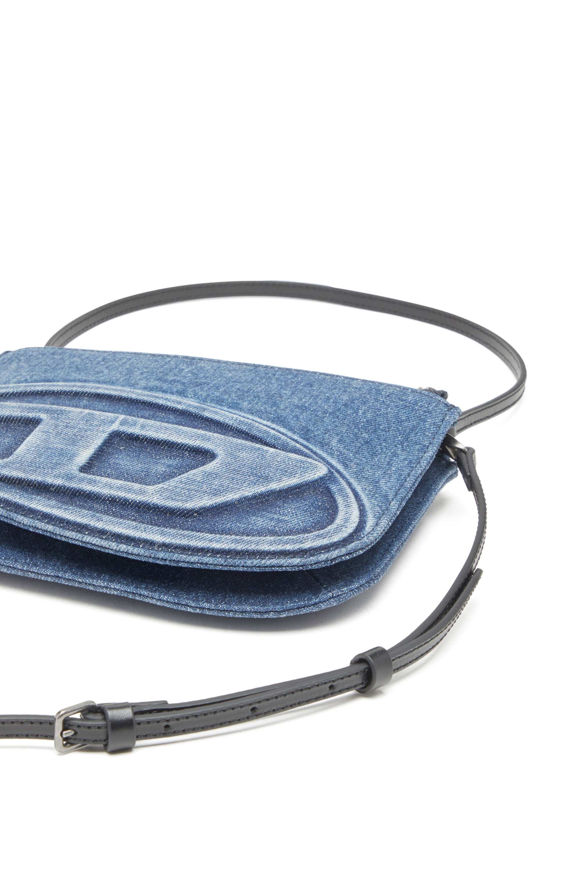 Diesel - 1DR TWIN, Damen Schultertasche mit zwei Fächern aus solarisiertem Denim in Blau - 2