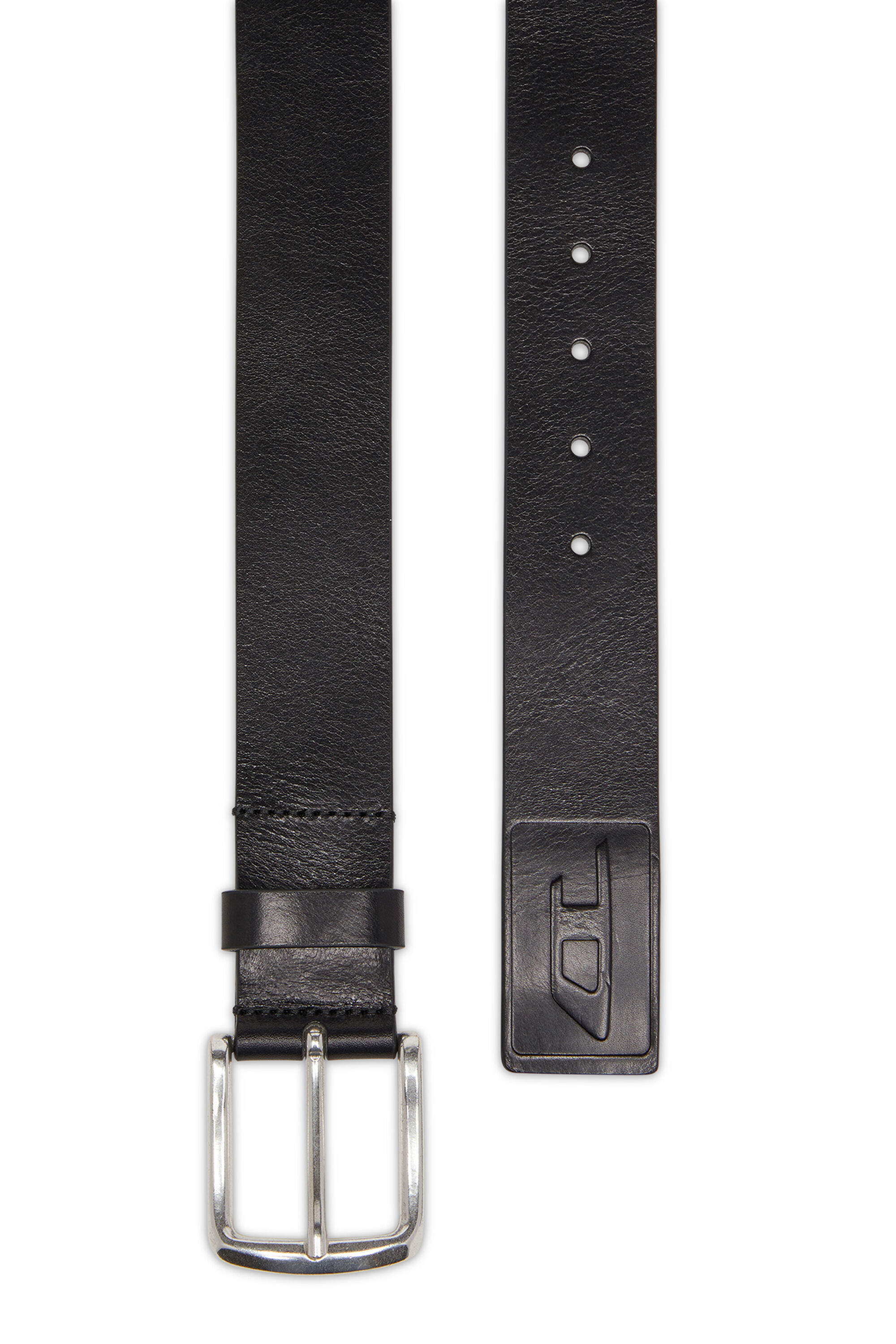 Diesel - B-FLAG-D EMBOSSED, Herren 4 cm Ledergürtel mit eingeprägtem Logo in Schwarz - 2
