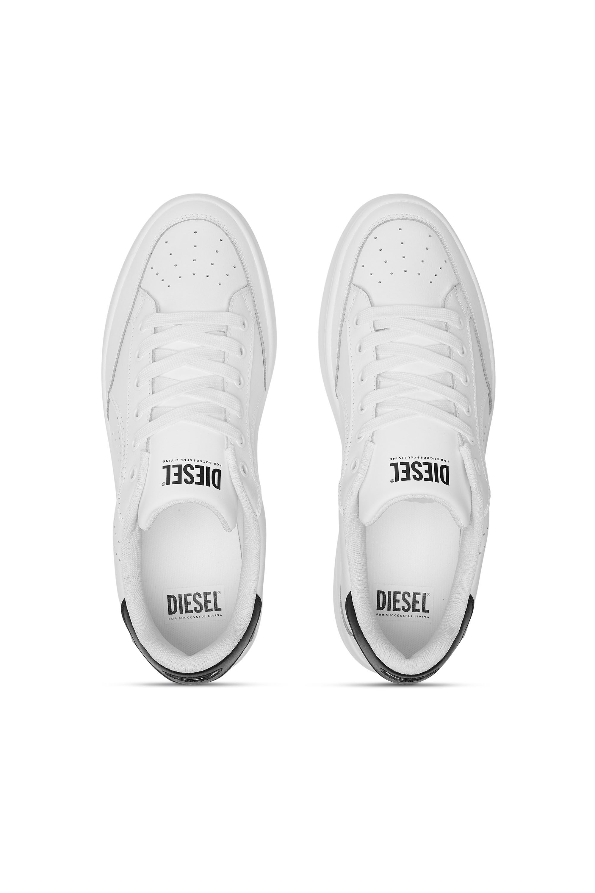 Diesel - S-DAKOTA LOW, Herren S-Dakota-Sneakers aus Leder mit perforiertem Logo in Weiss/Schwarz - 5