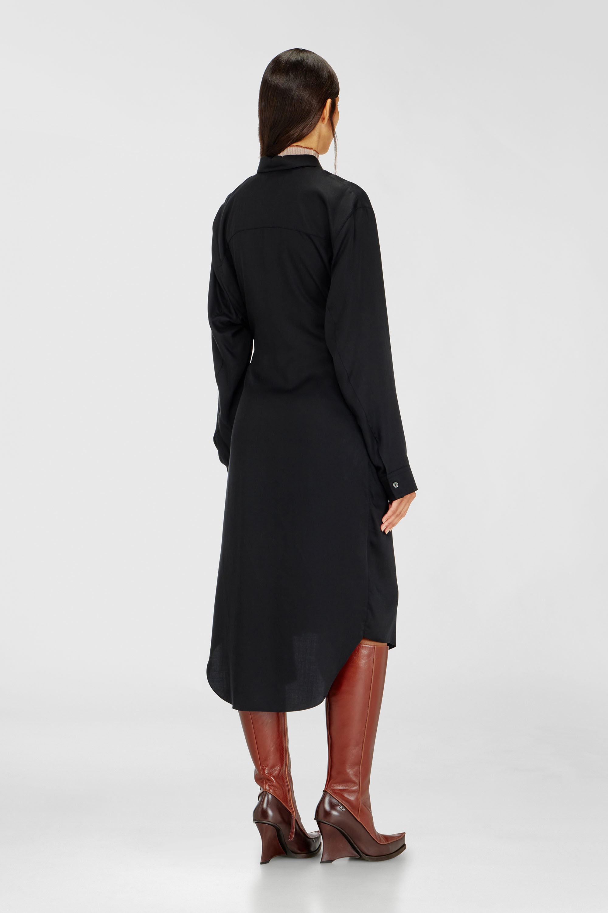 Diesel - D-ILETTA-S1, Damen Midikleid mit verdrehtem Detail in Schwarz - 4