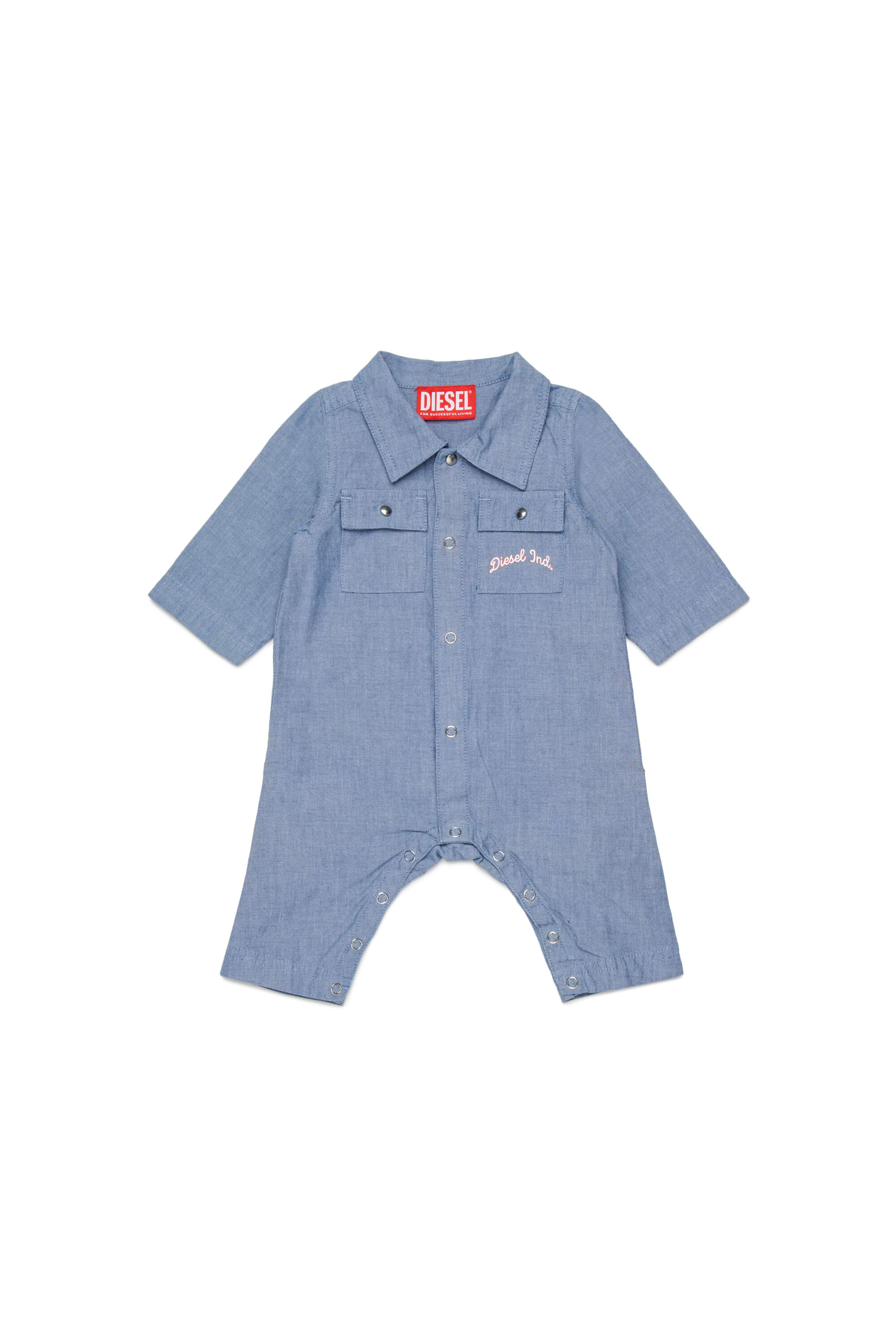 Diesel - JUSTY-NB, Unisex Baumwoll-Jumpsuit mit bestickten Taschen in Blau - 1