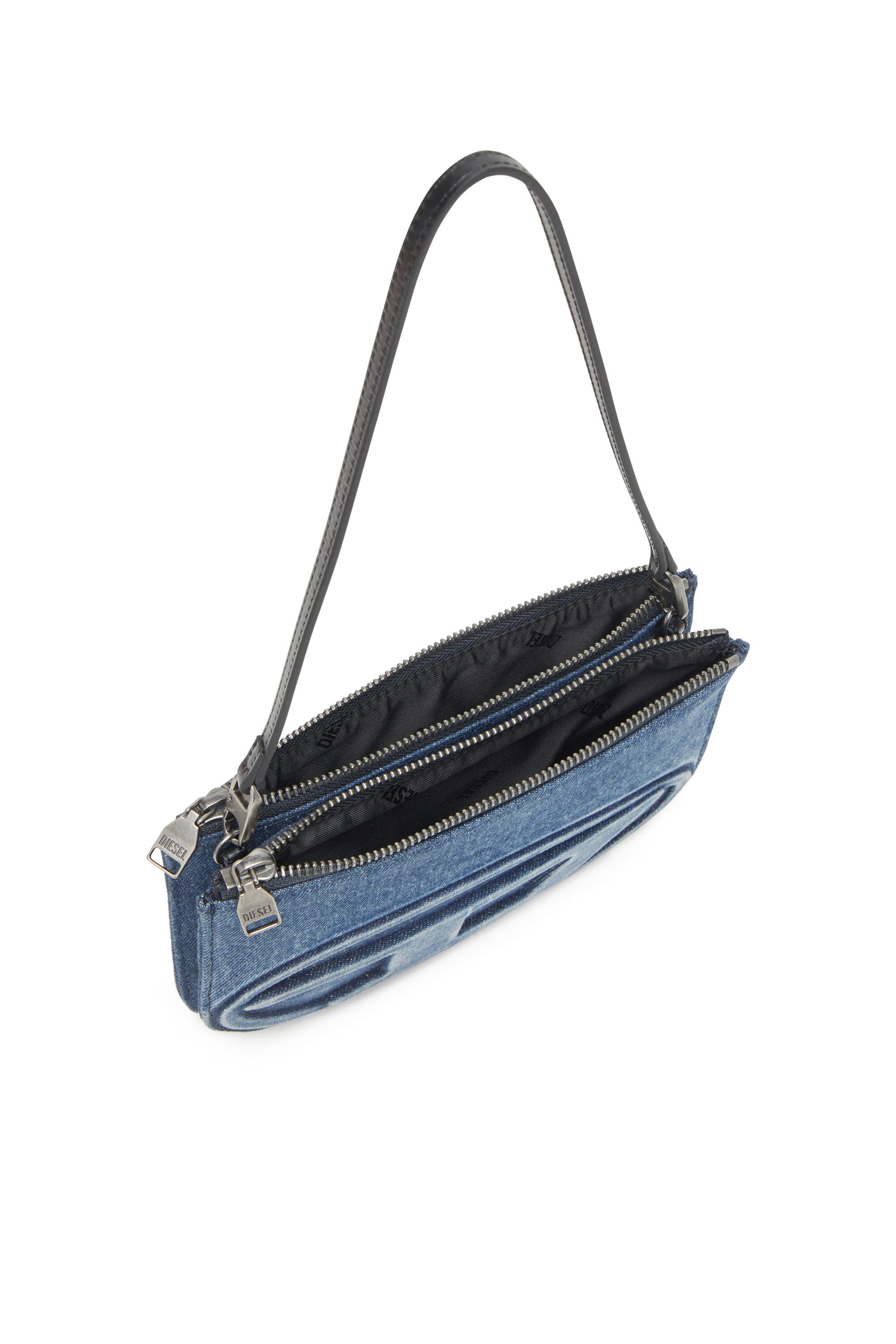 Diesel - 1DR TWIN, Damen Schultertasche mit zwei Fächern aus solarisiertem Denim in Blau - 4