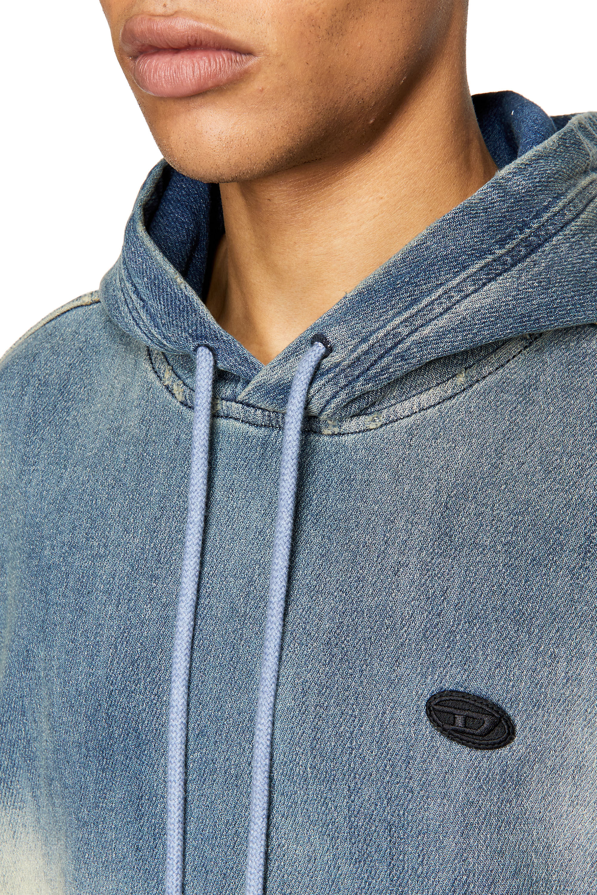 Diesel - D-UM-RIB D-UM-RIB TRACK DENIM HOODIE, Hellblau - Image 6