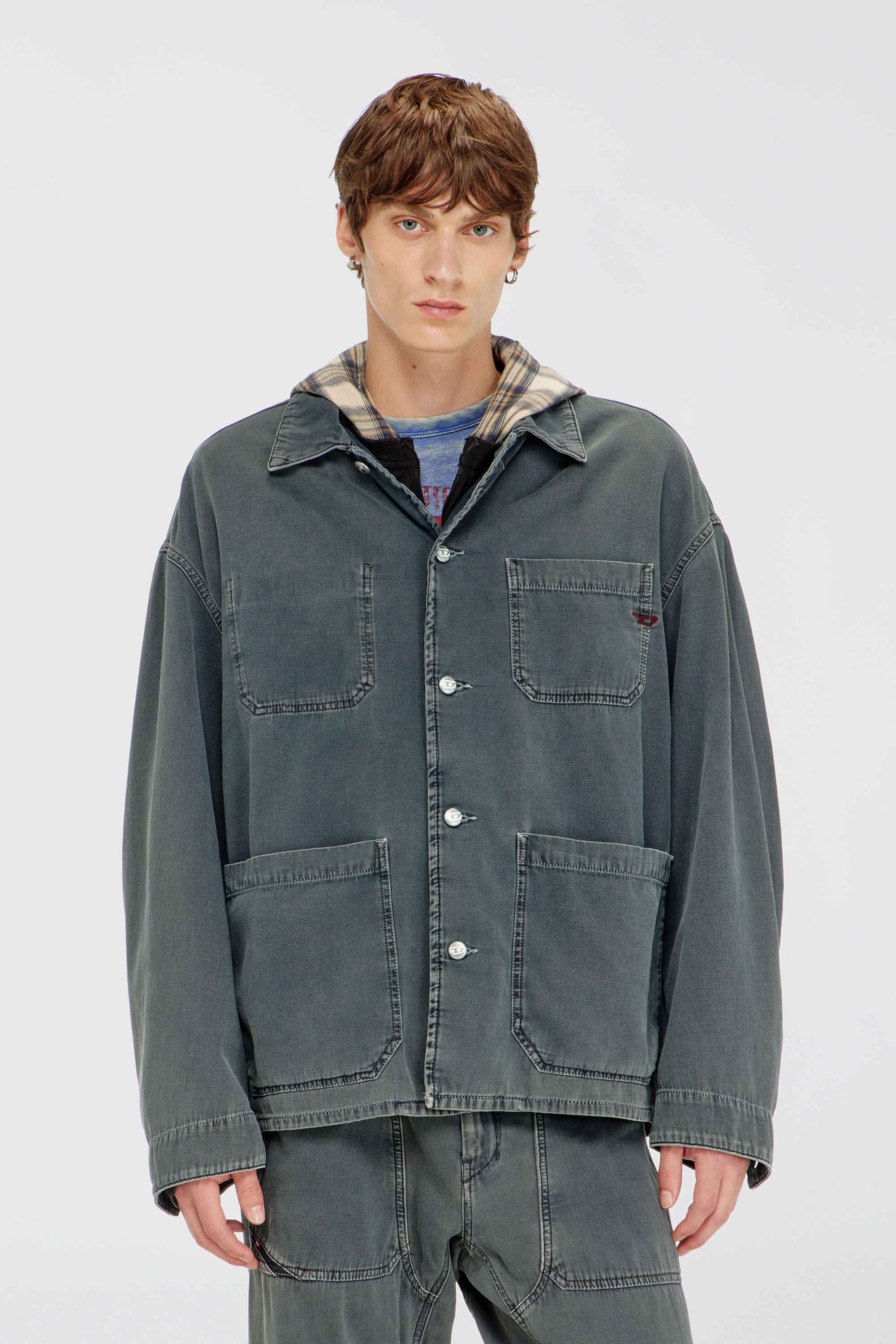 Diesel - D-STACK-U, Unisex Utility-Jacke aus farbigem denim in Grau - 3