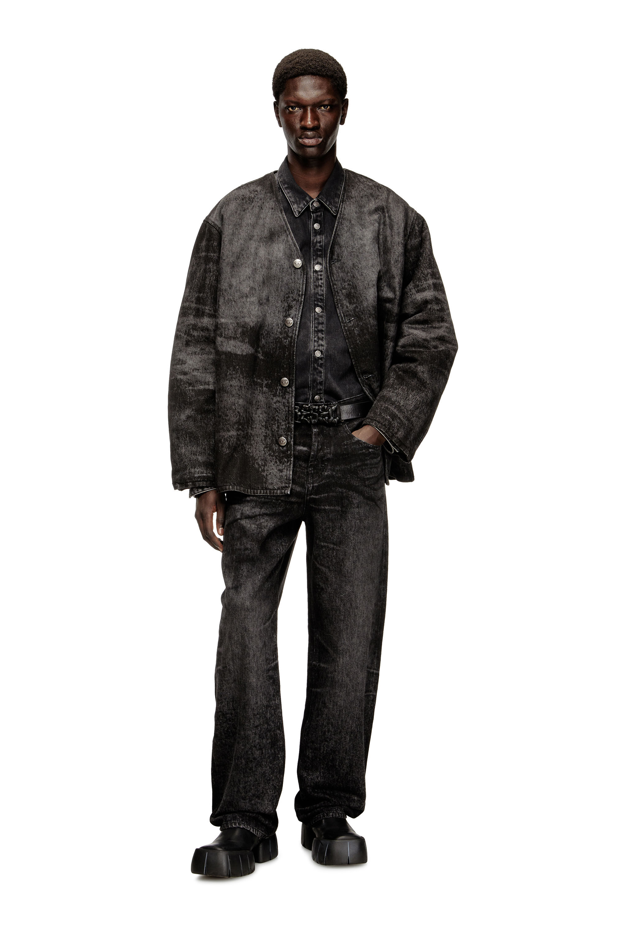 Diesel - Herren Relaxed Jeans 2001 D-Macro 007DB, Schwarz/Dunkelgrau - 1