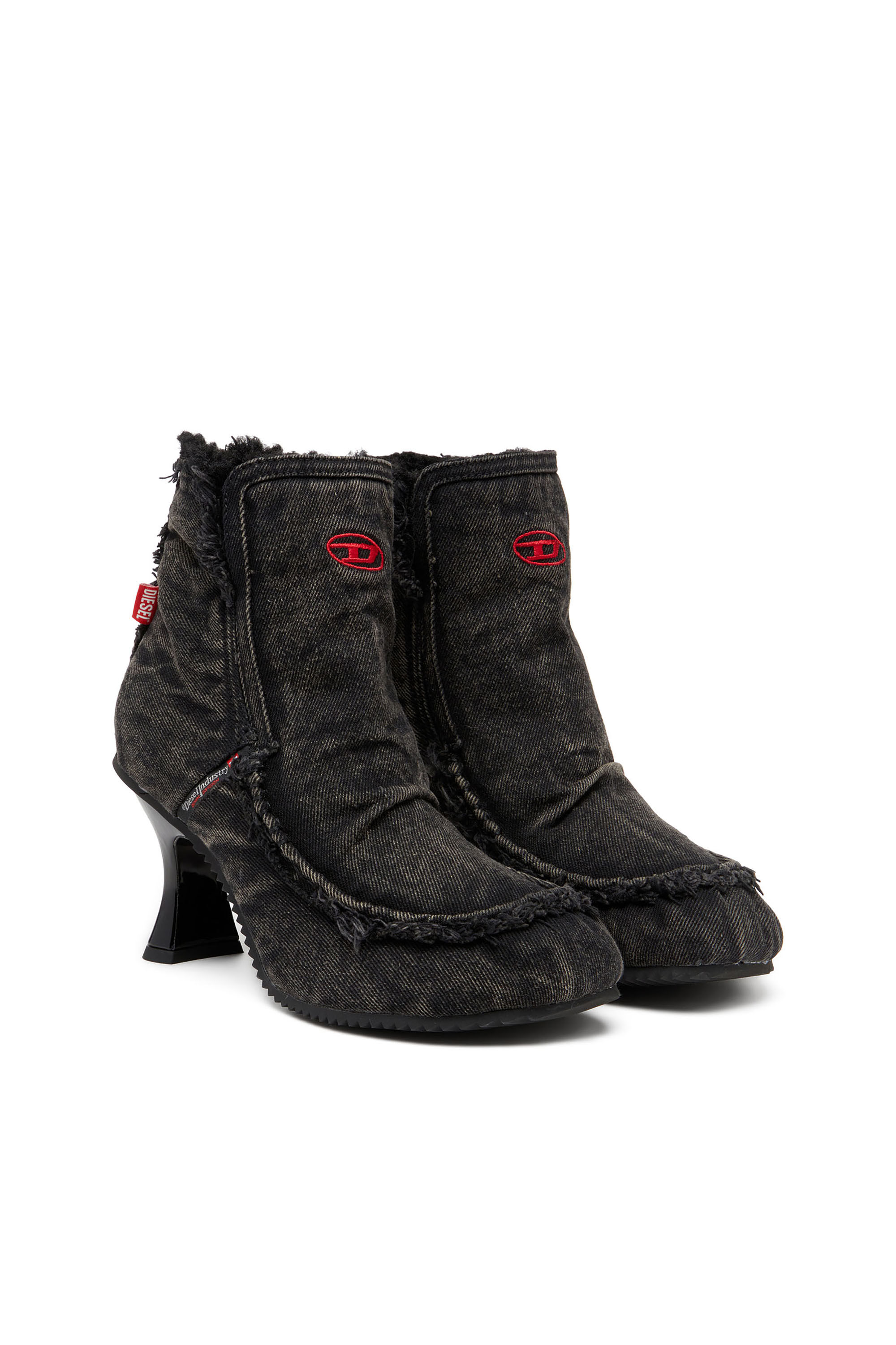 Diesel - D-WOODSTOCK HEEL AB, Damen D-Woodstock - Stiefel aus Denim mit Absatz in Schwarz - 2