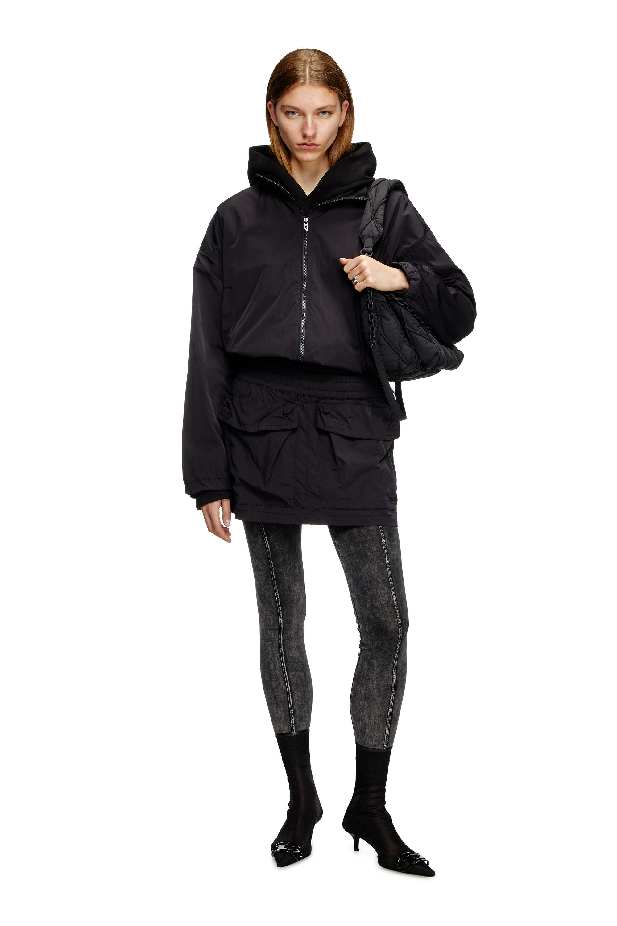 Diesel - G-LEAM, Damen Windbreaker aus kompaktem Nylon in Schwarz - 1