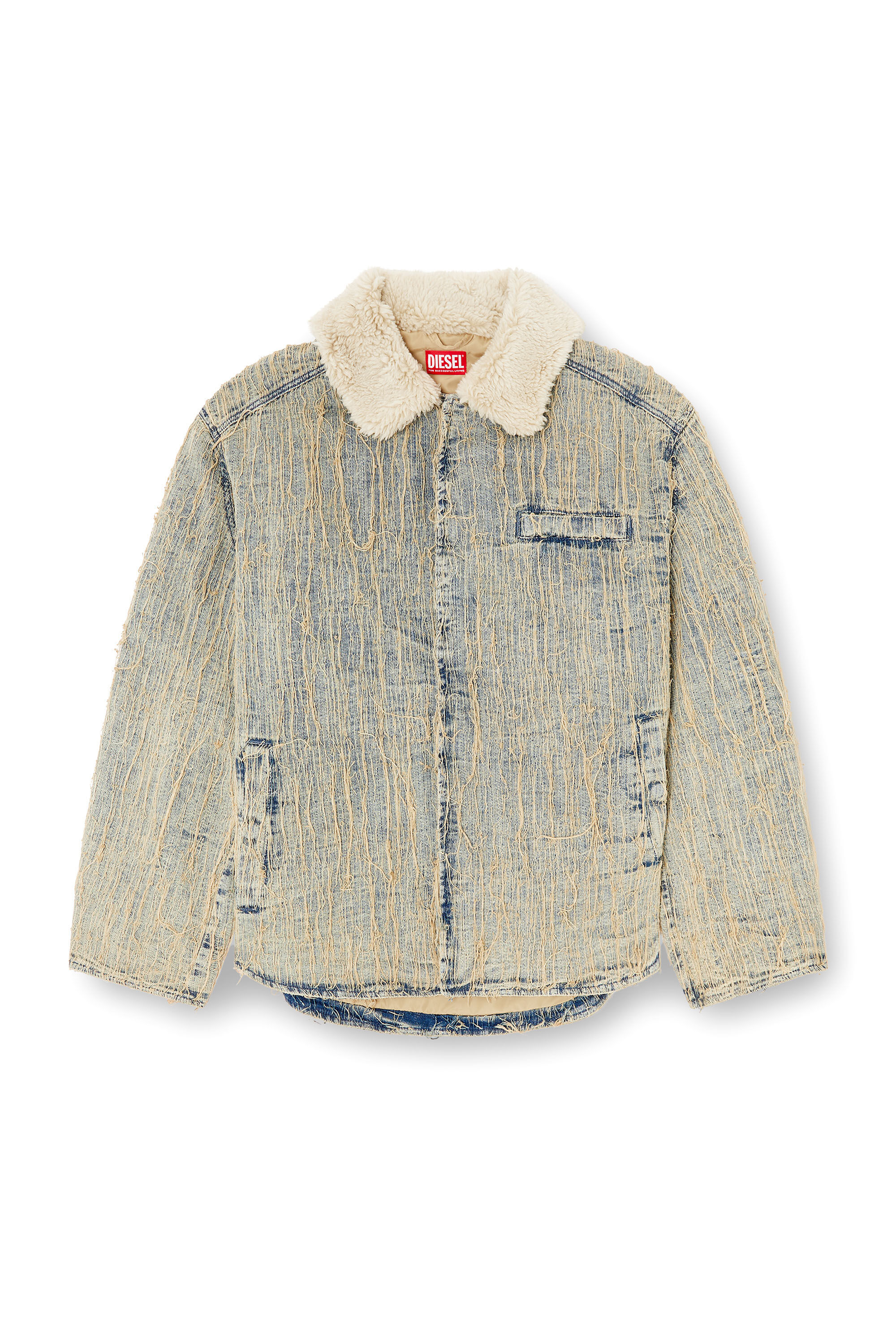 Diesel - D-IVAR-S, Herren Jacke aus Jacquard-Denim mit schwebenden Fäden in Hellblau - 2