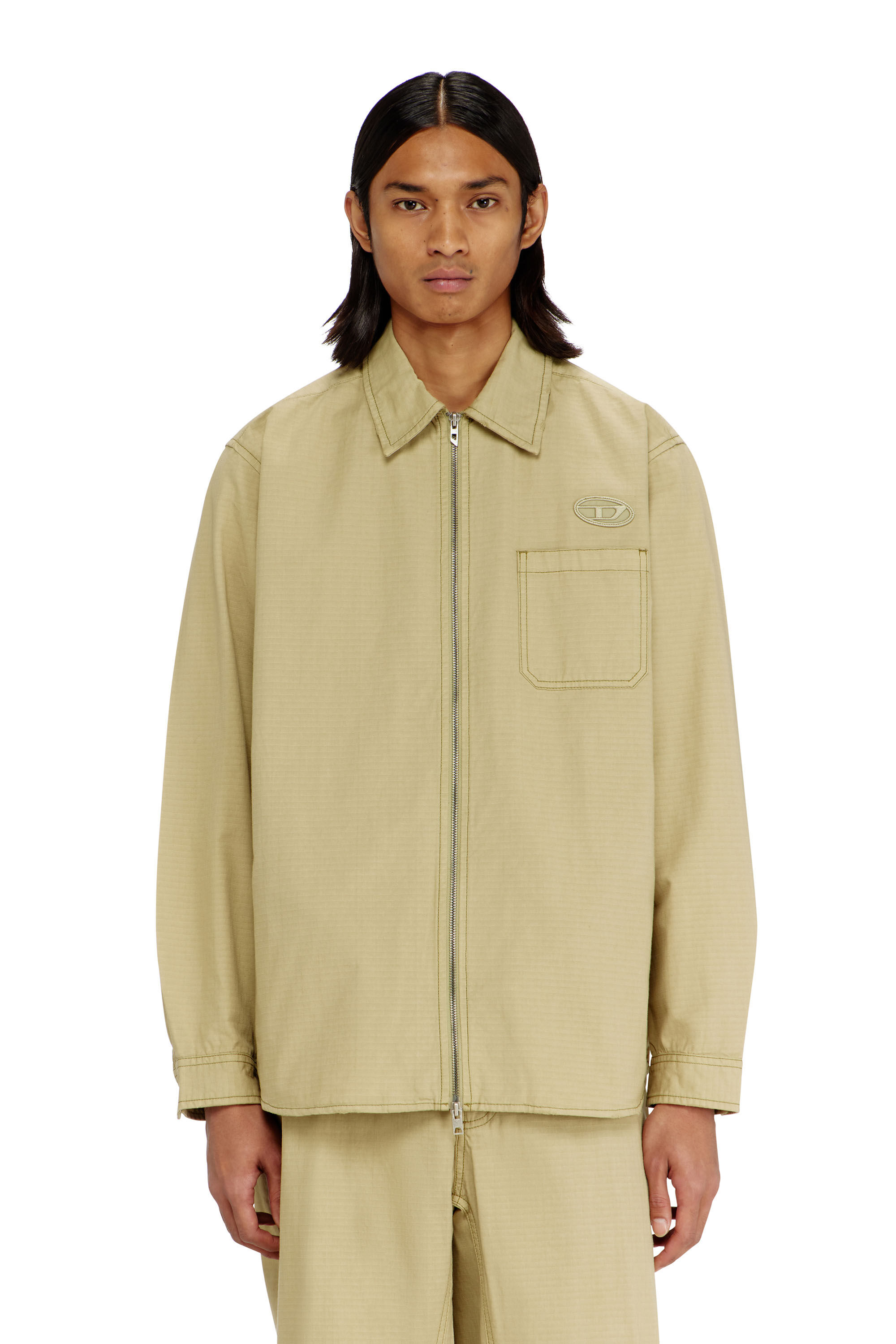 Diesel - S-ALIAS-ZIP, Herren Ripstop-Hemd mit Rei&szlig;verschluss in null - 3