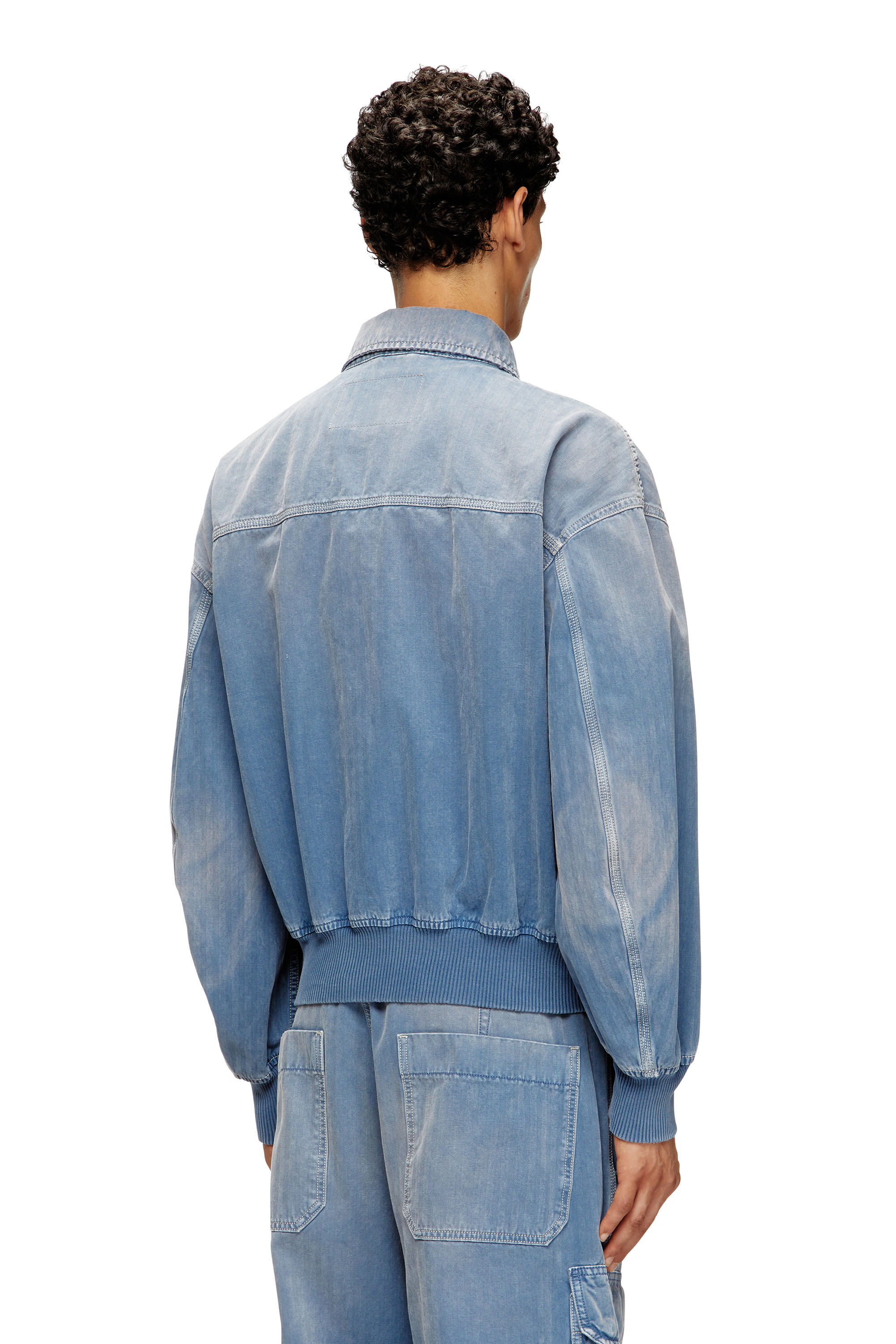Diesel - D-KURZ, Unisex Jacke aus farbigem Fischgräten-Denim in Hellblau - 4