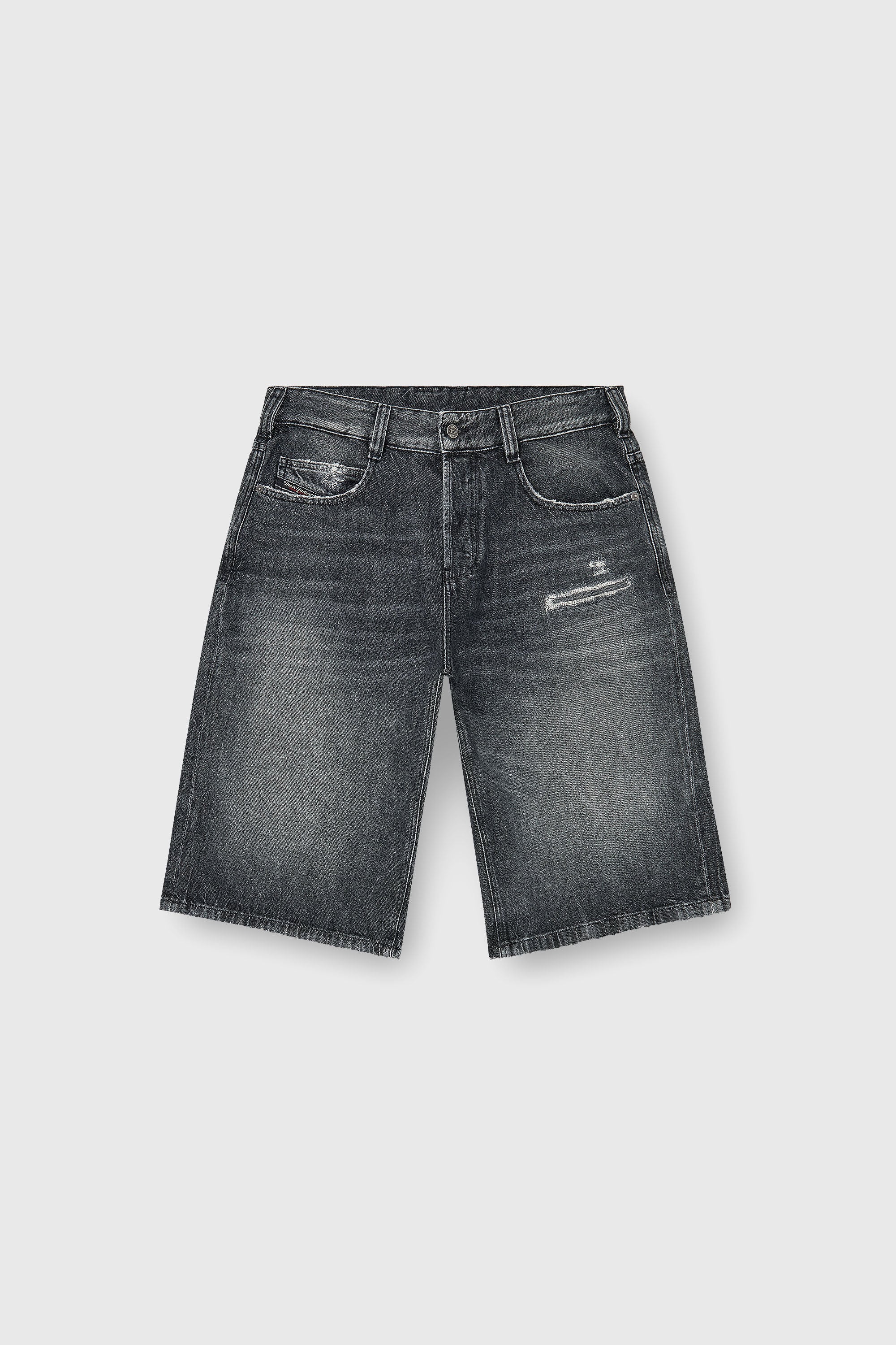 Diesel - D-ENIM-M-SHORT, Unisex Denim relaxed shorts mit Abrasionen in Dunkelgrau - 2
