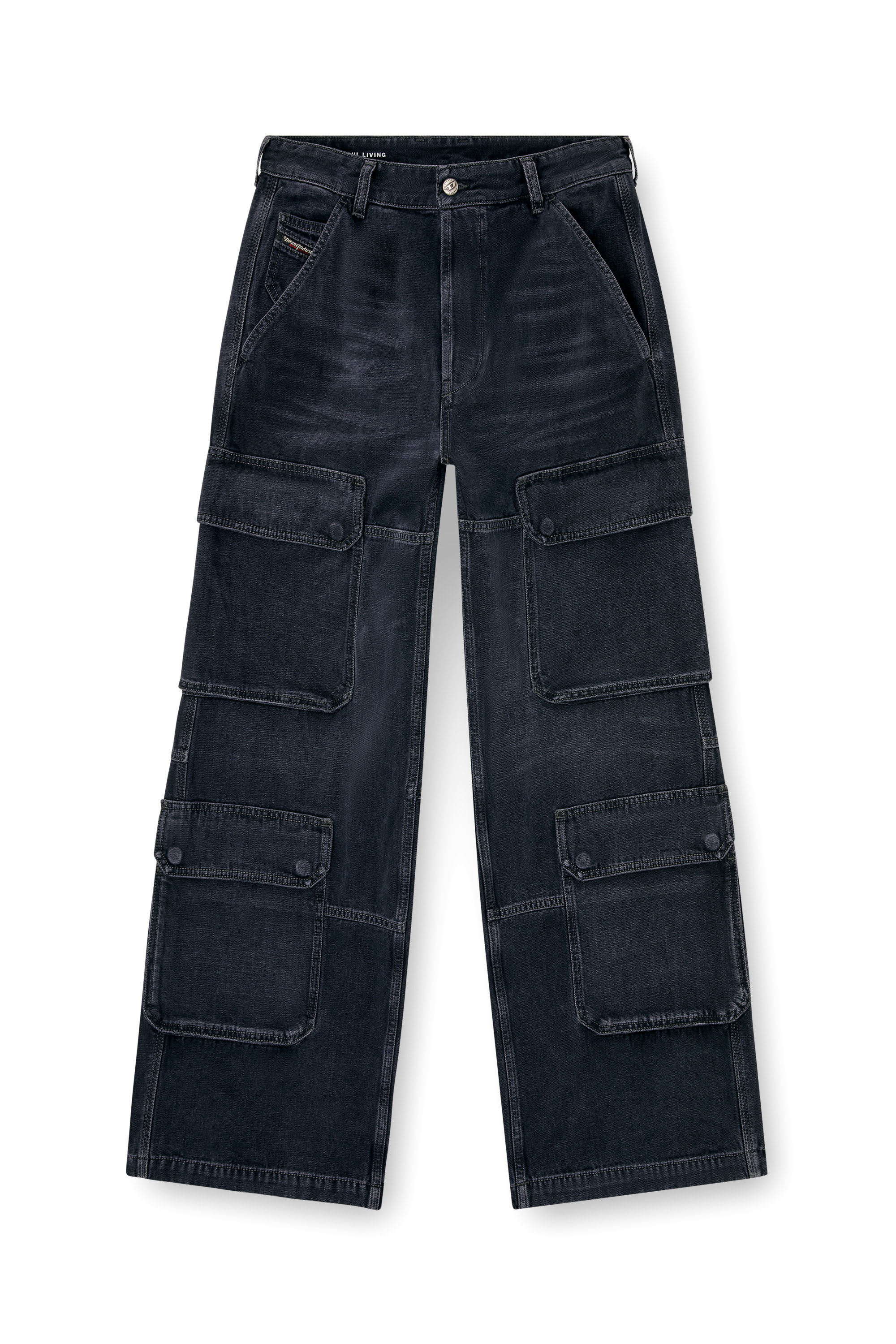 Diesel - Herren Relaxed Jeans D-Touch 007Z9, Schwarz/Dunkelgrau - 2