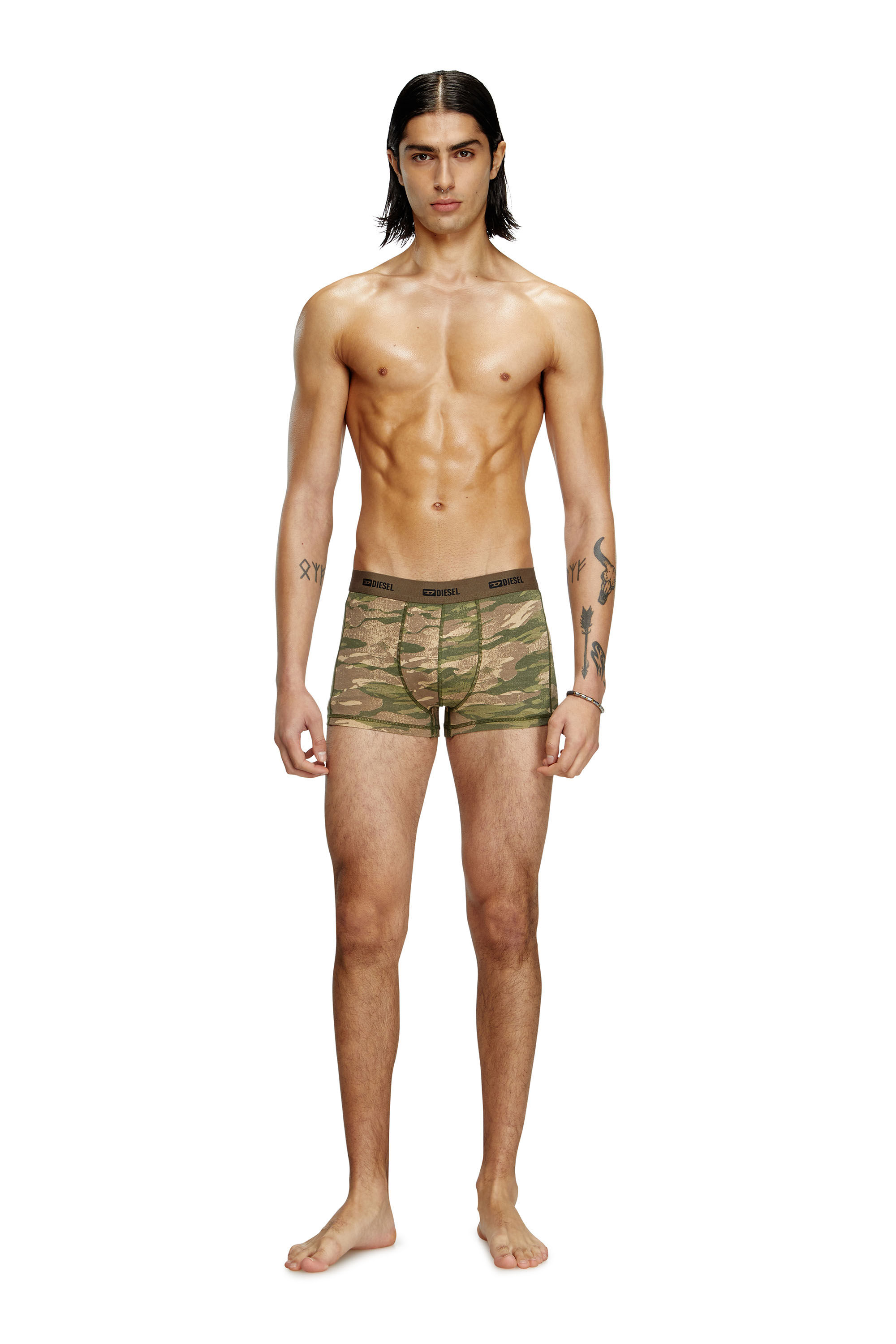Diesel - DAMIEN-UTLT-3PACK, Herren Einfarbige und Camouflage Retropants im Dreierpack in Braun/Grün - 1