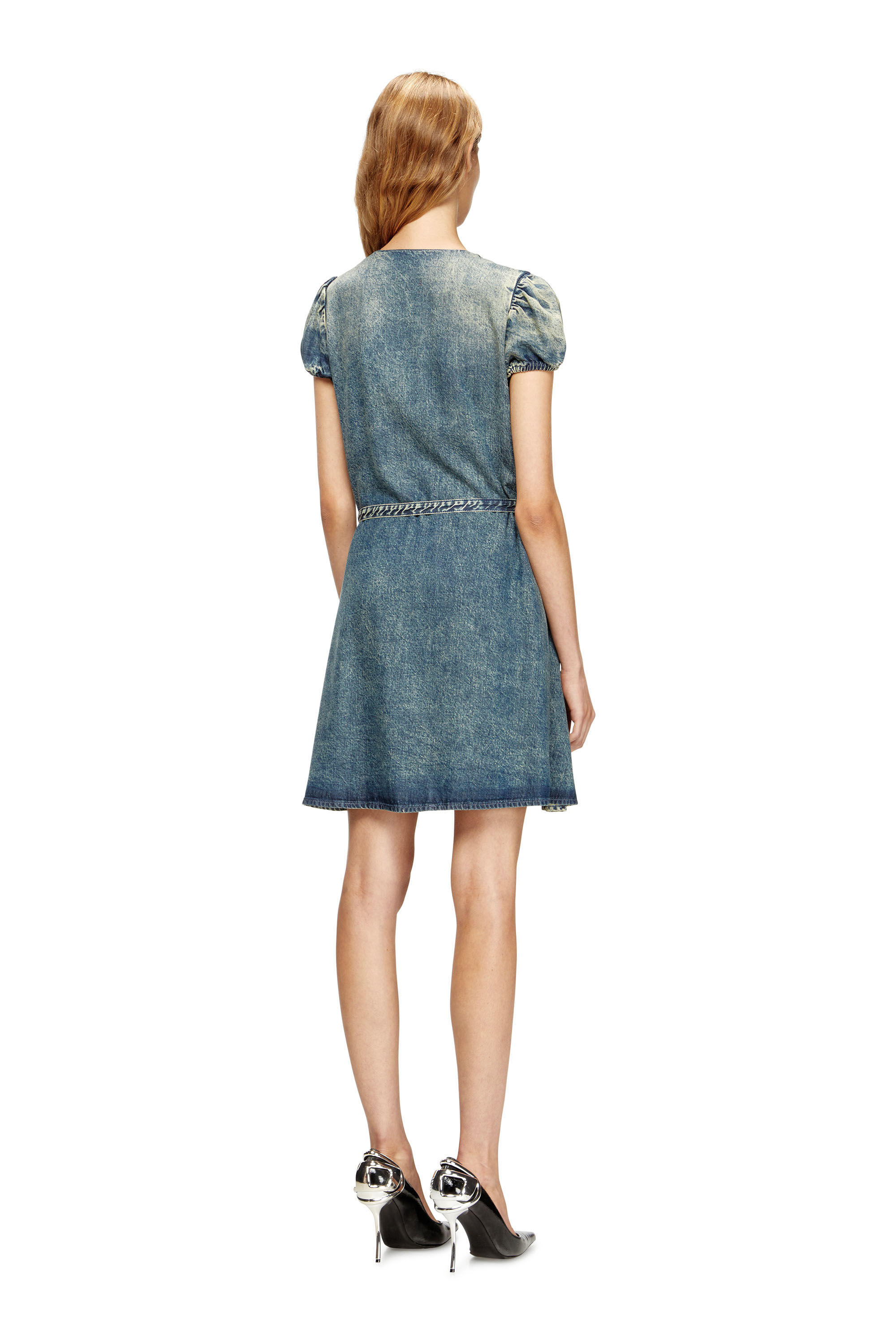 Diesel - DE-OLLISH-D, Damen Denimkleid mit Taillengürtel in Mittelblau - 4
