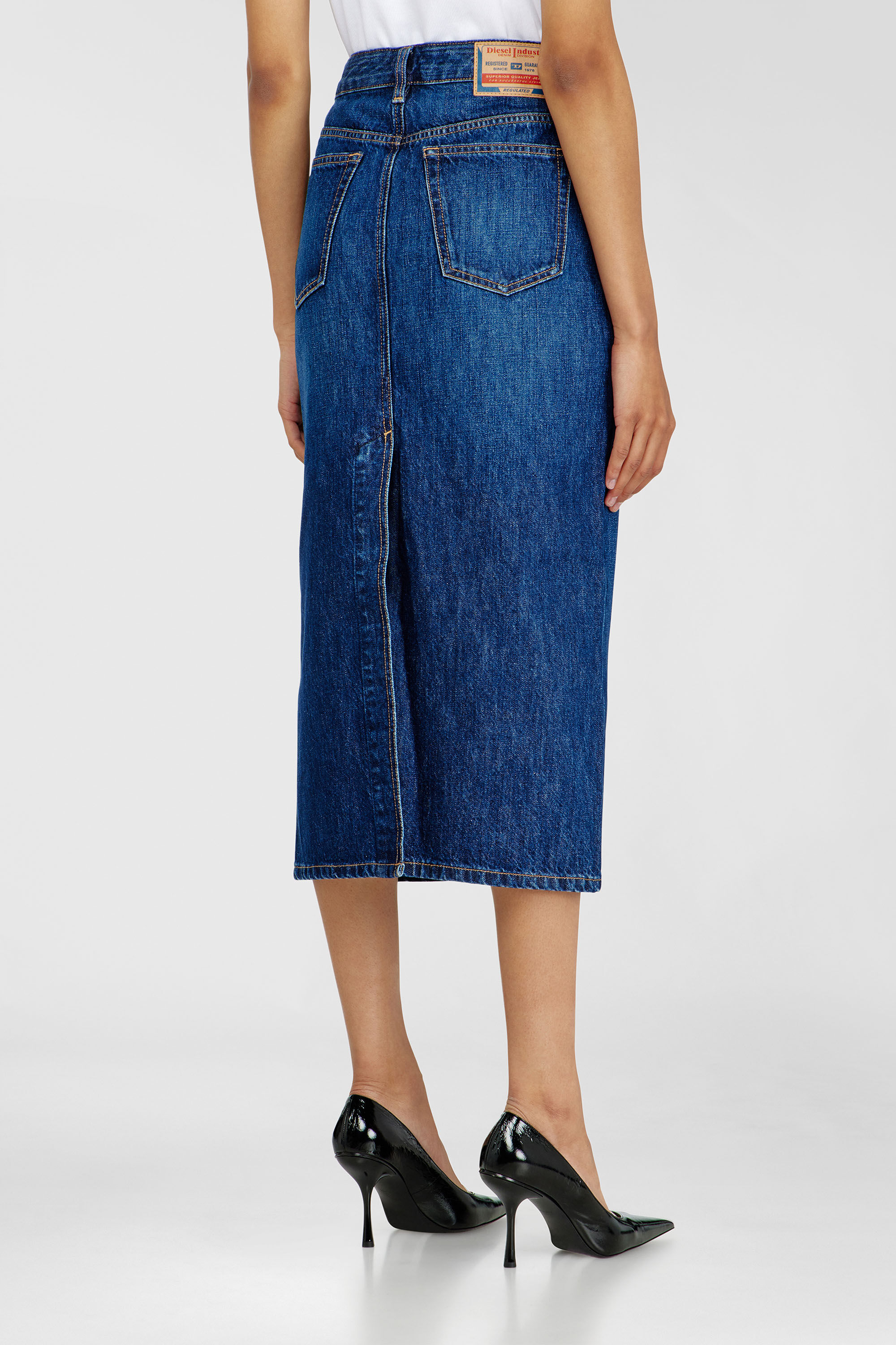 Diesel - DE-SKYE-D, Woman's Denim midi skirt in Medium blue - 4