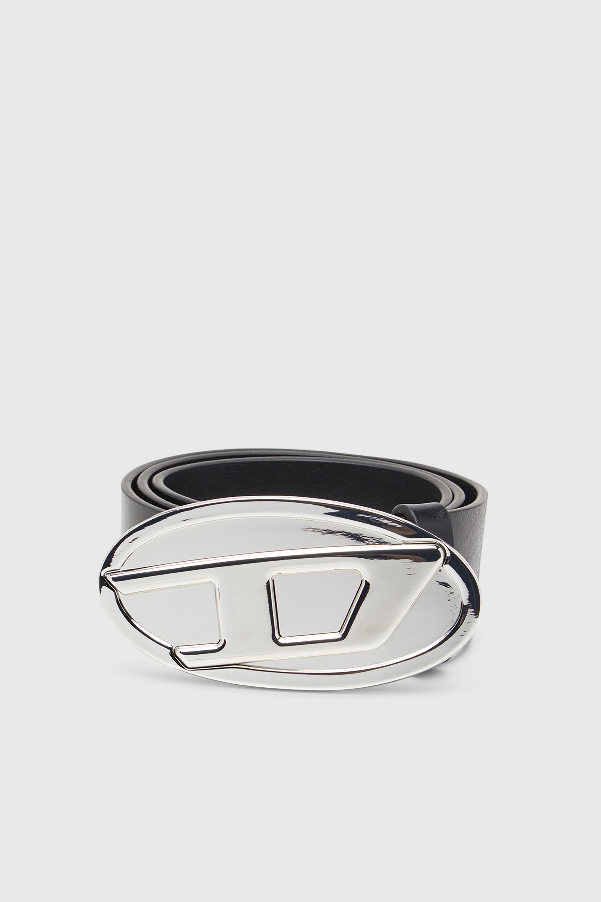 Diesel - B-1DR 2.0, Damen 4 cm breiter G&uuml;rtel aus Leder mit Oval D-Plakette in Schwarz - 1