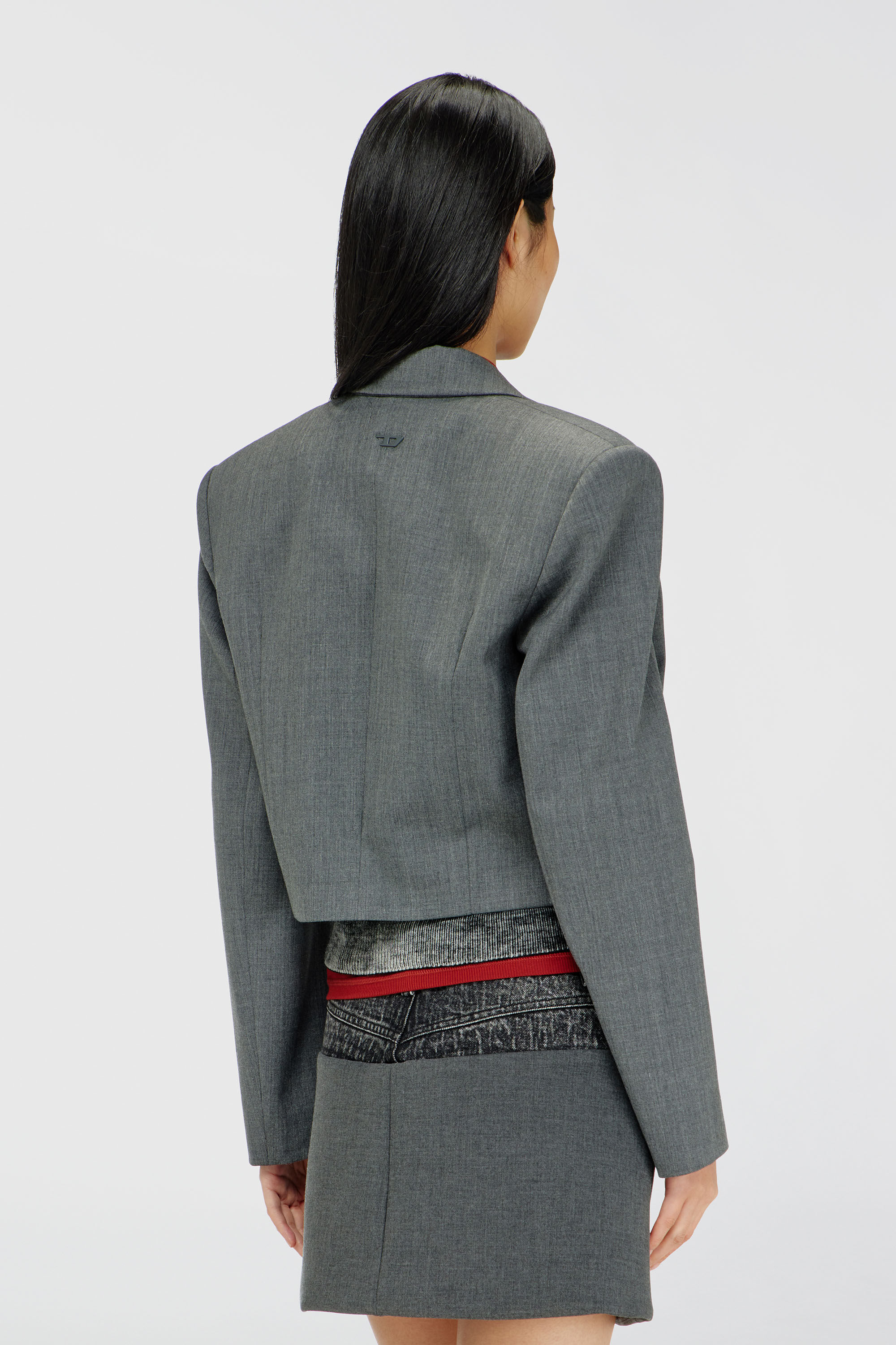 Diesel - G-LANCE, Damen Kurz geschnittener Blazer aus Wollmischgewebe in Grau - 4