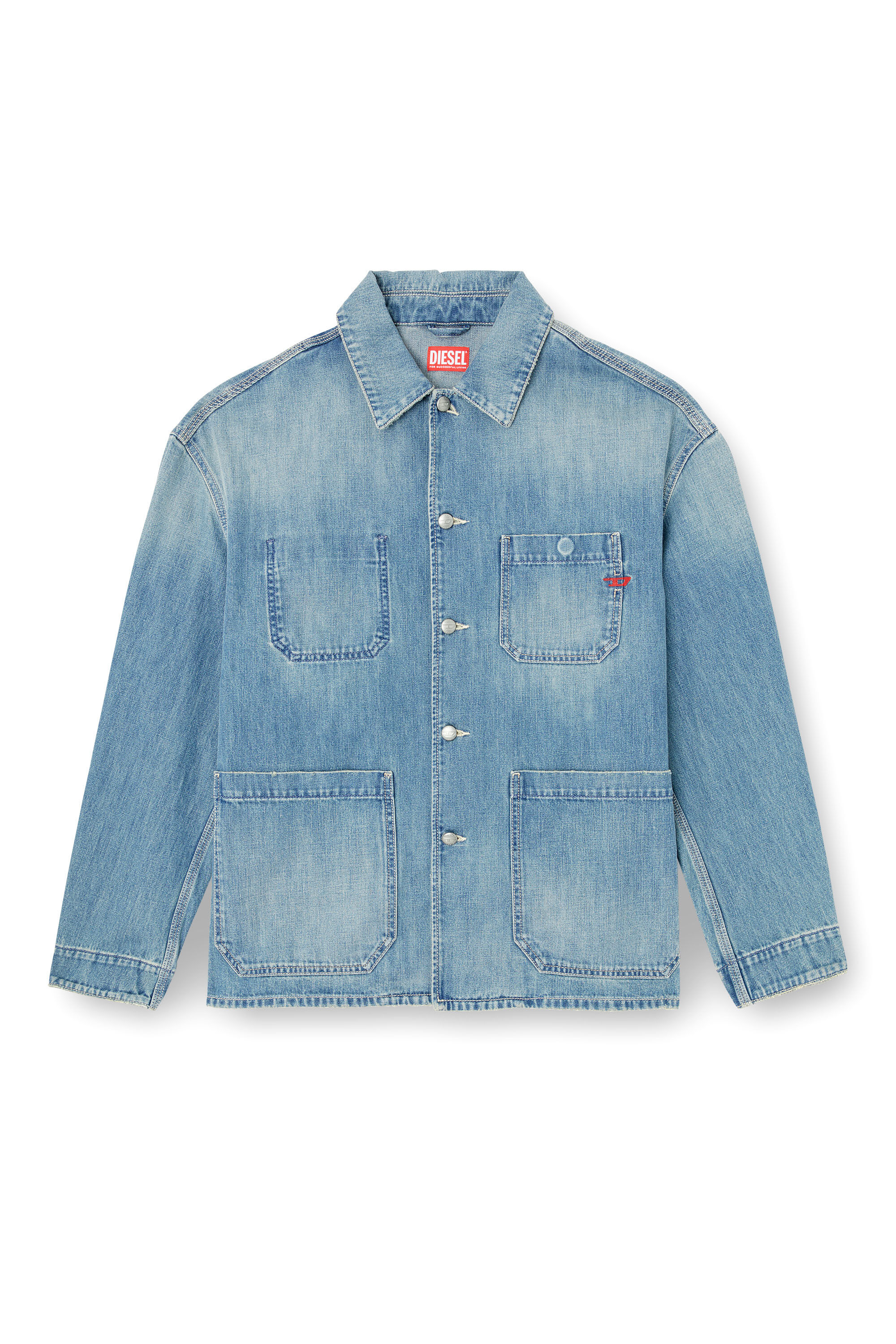Diesel - D-STACK-U, Unisex Utility-Jacke aus Denim in Mittelblau - 2